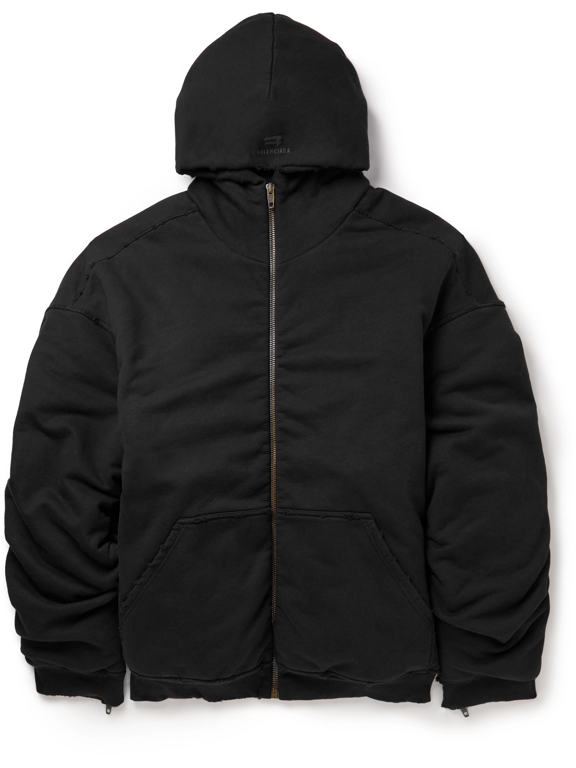 Balenciaga Oversized Padded Cotton-jersey Hooded Bomber Jacket In Black