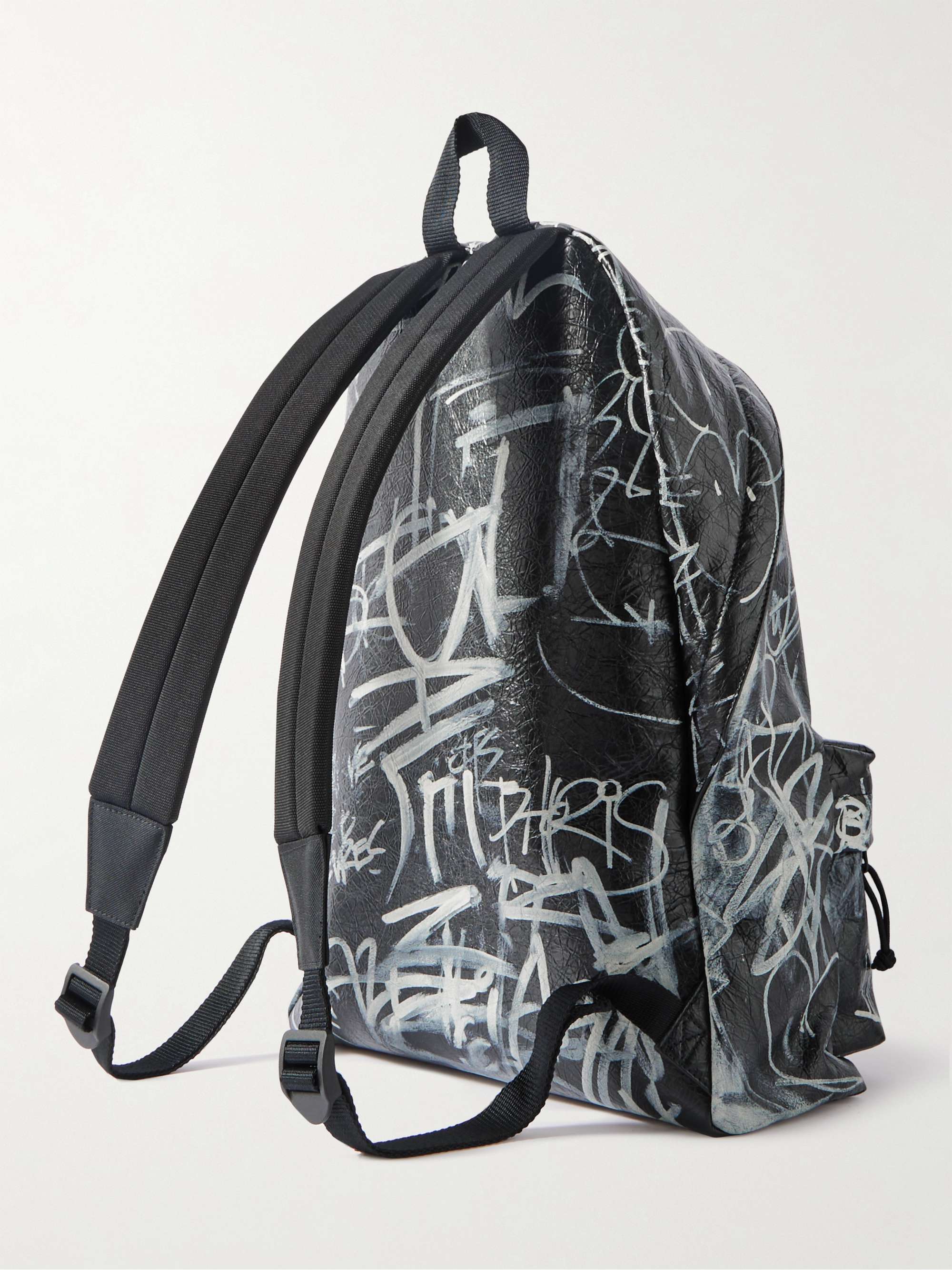 BALENCIAGA Explorer GraffitiPrint TexturedLeather Backpack for Men