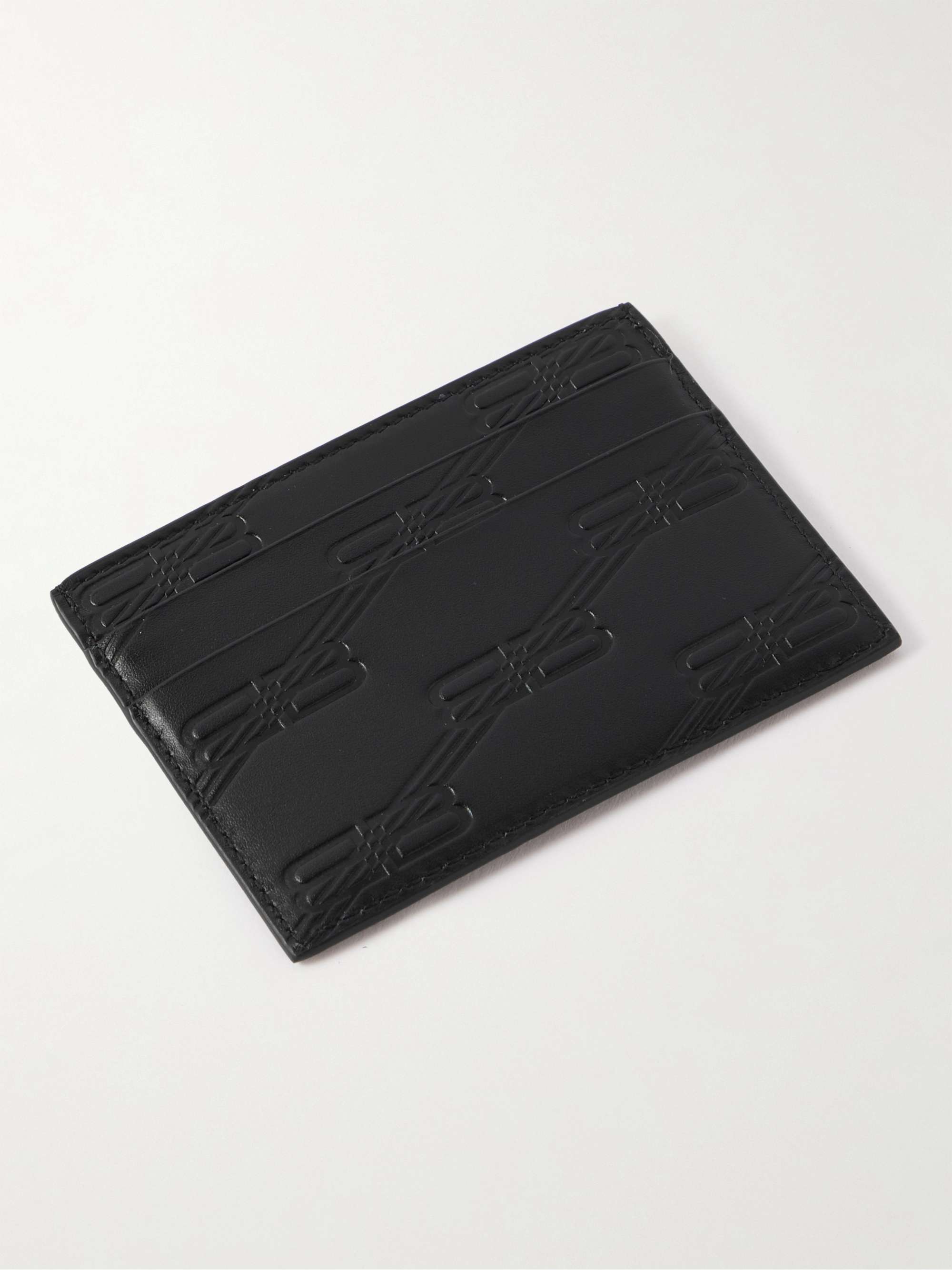 Logo-Print Monogrammed Leather Cardholder