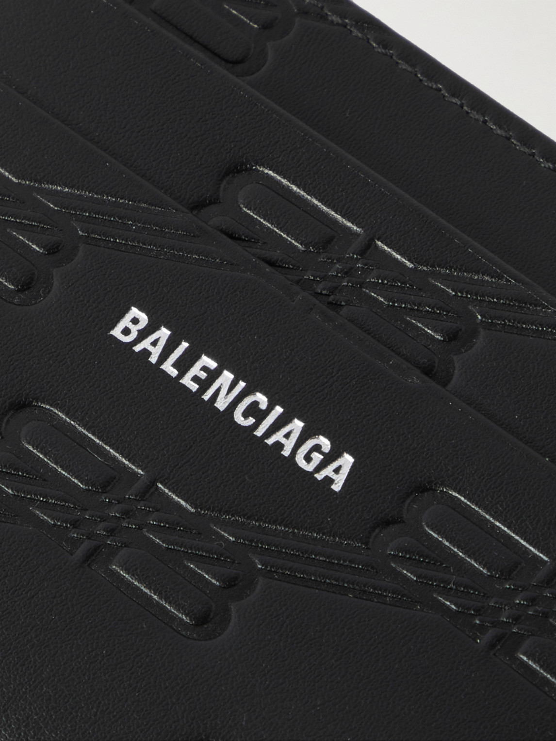  Balenciaga - Logo-print Monogrammed Leather Cardholder - Men - Black 