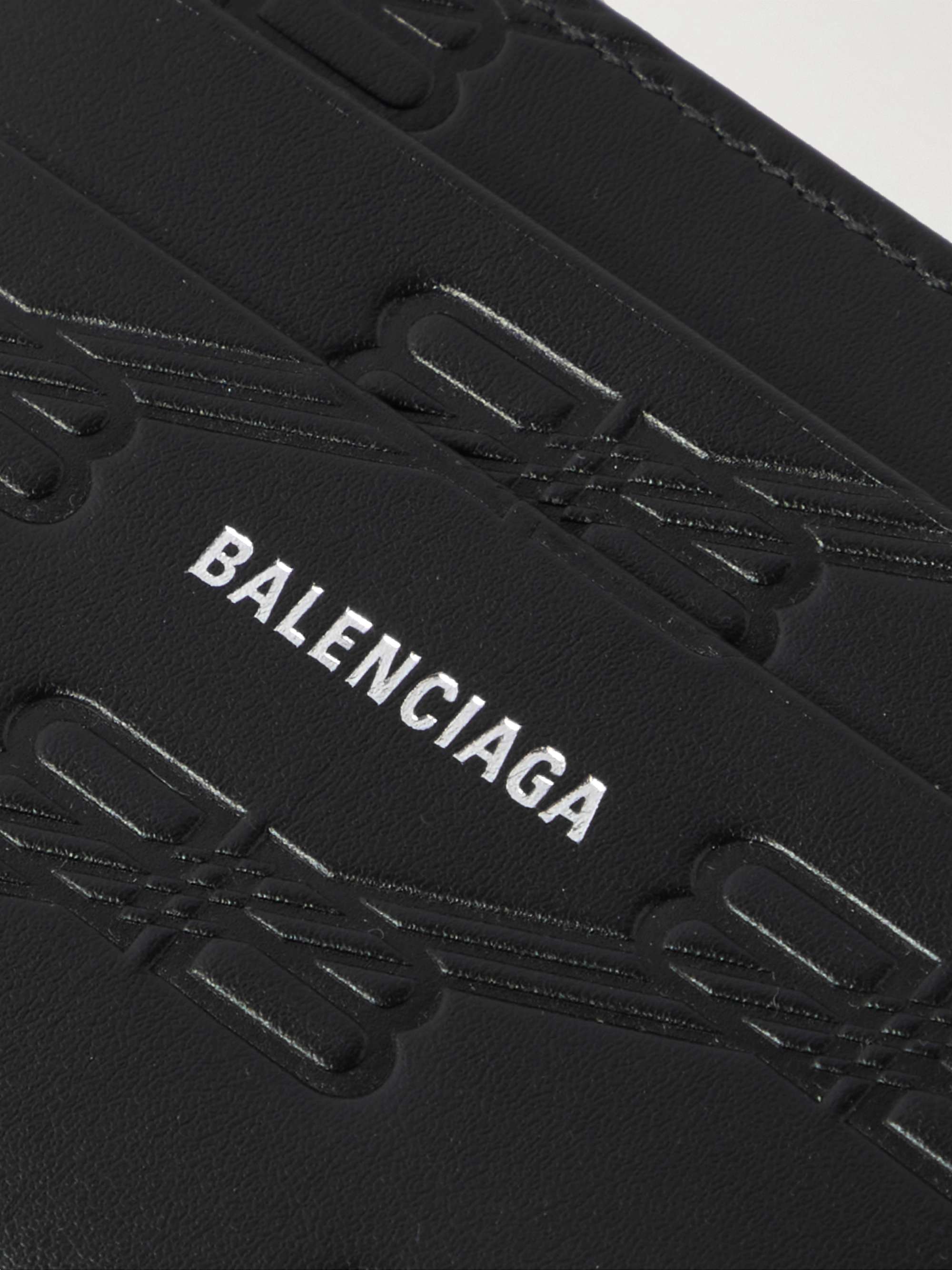 BALENCIAGA Logo-Print Monogrammed Leather Cardholder