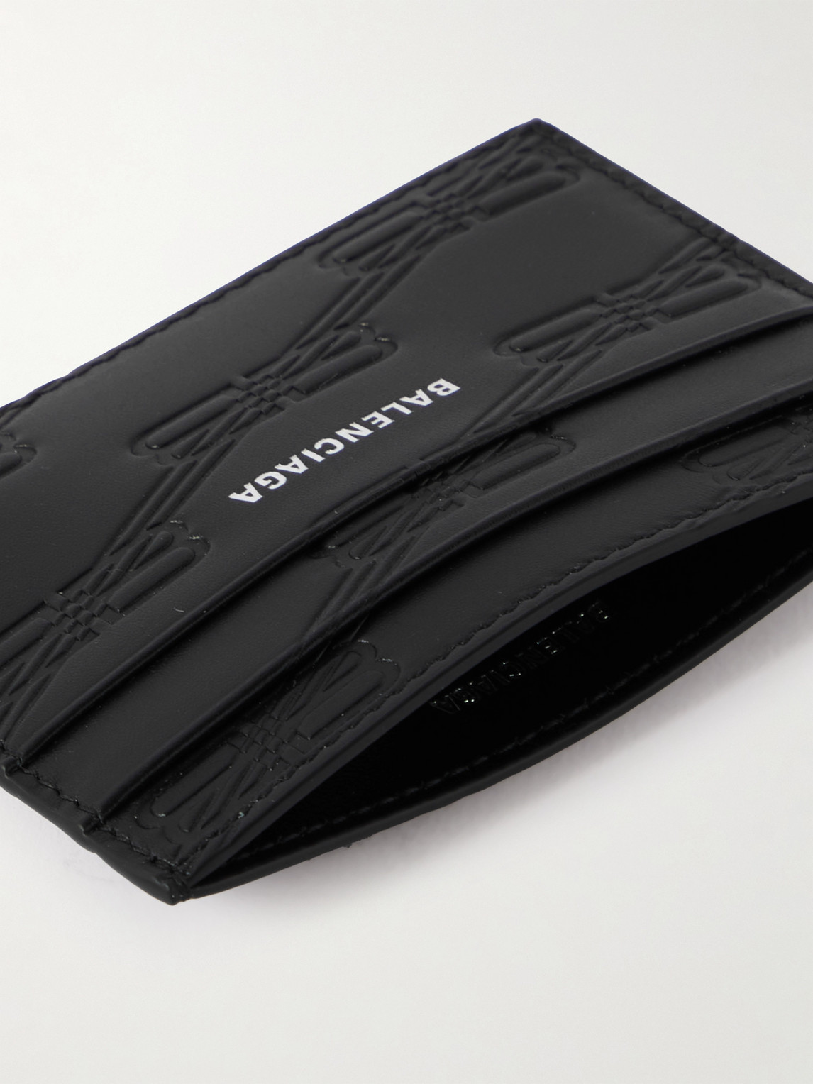  Balenciaga - Logo-print Monogrammed Leather Cardholder - Men - Black 