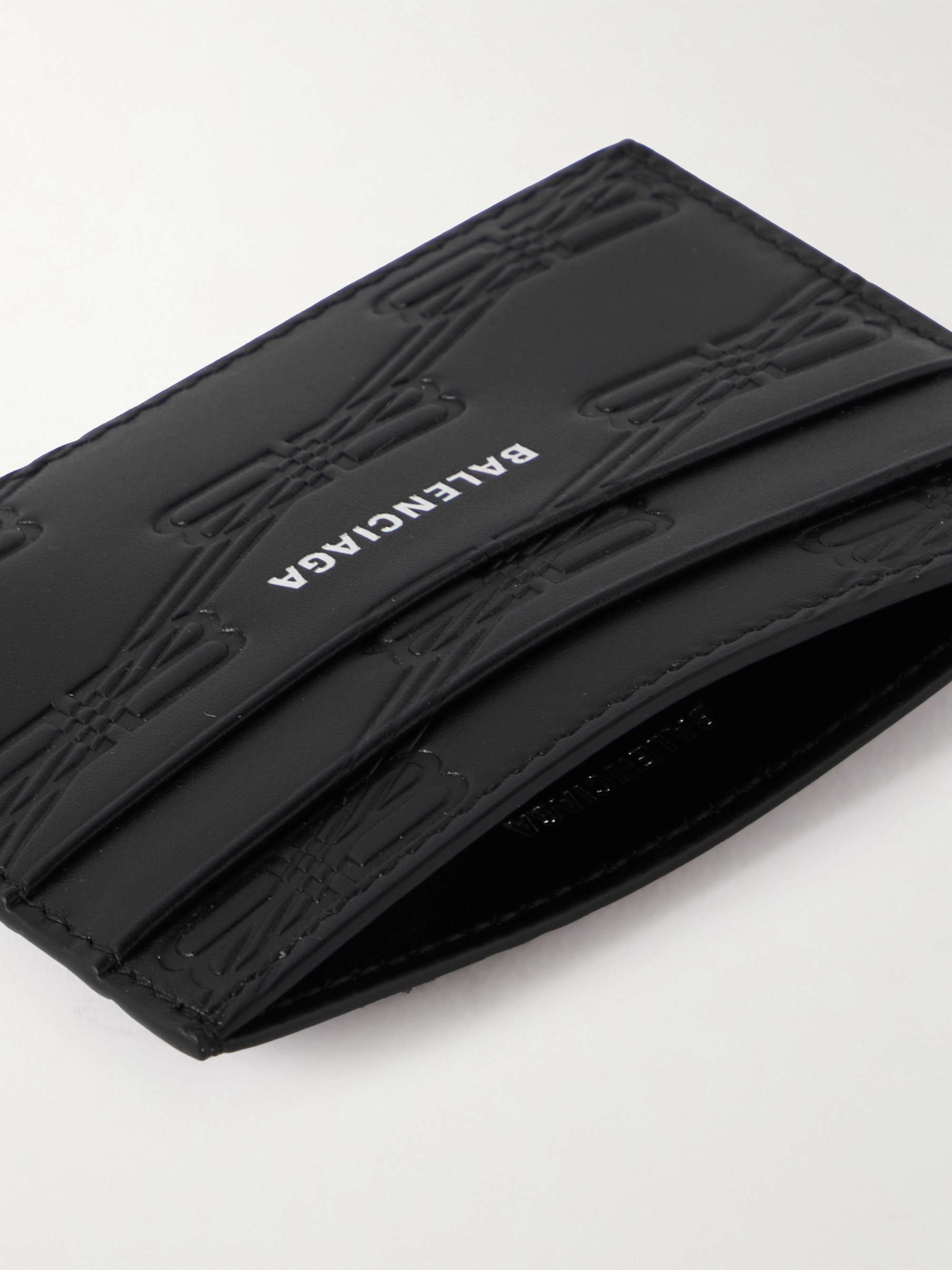 BALENCIAGA Logo-Print Monogrammed Leather Cardholder