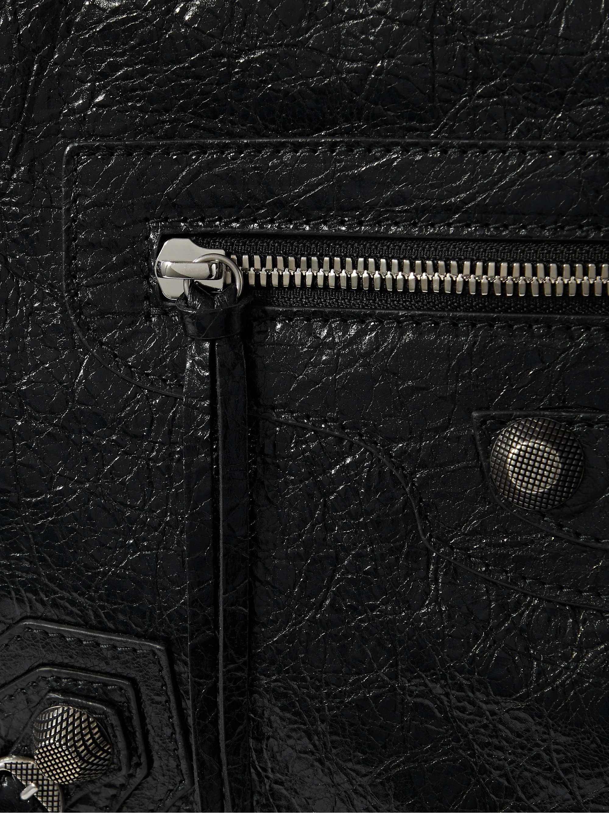 BALENCIAGA Le Cagole Embellished Textured-Leather Messenger Bag