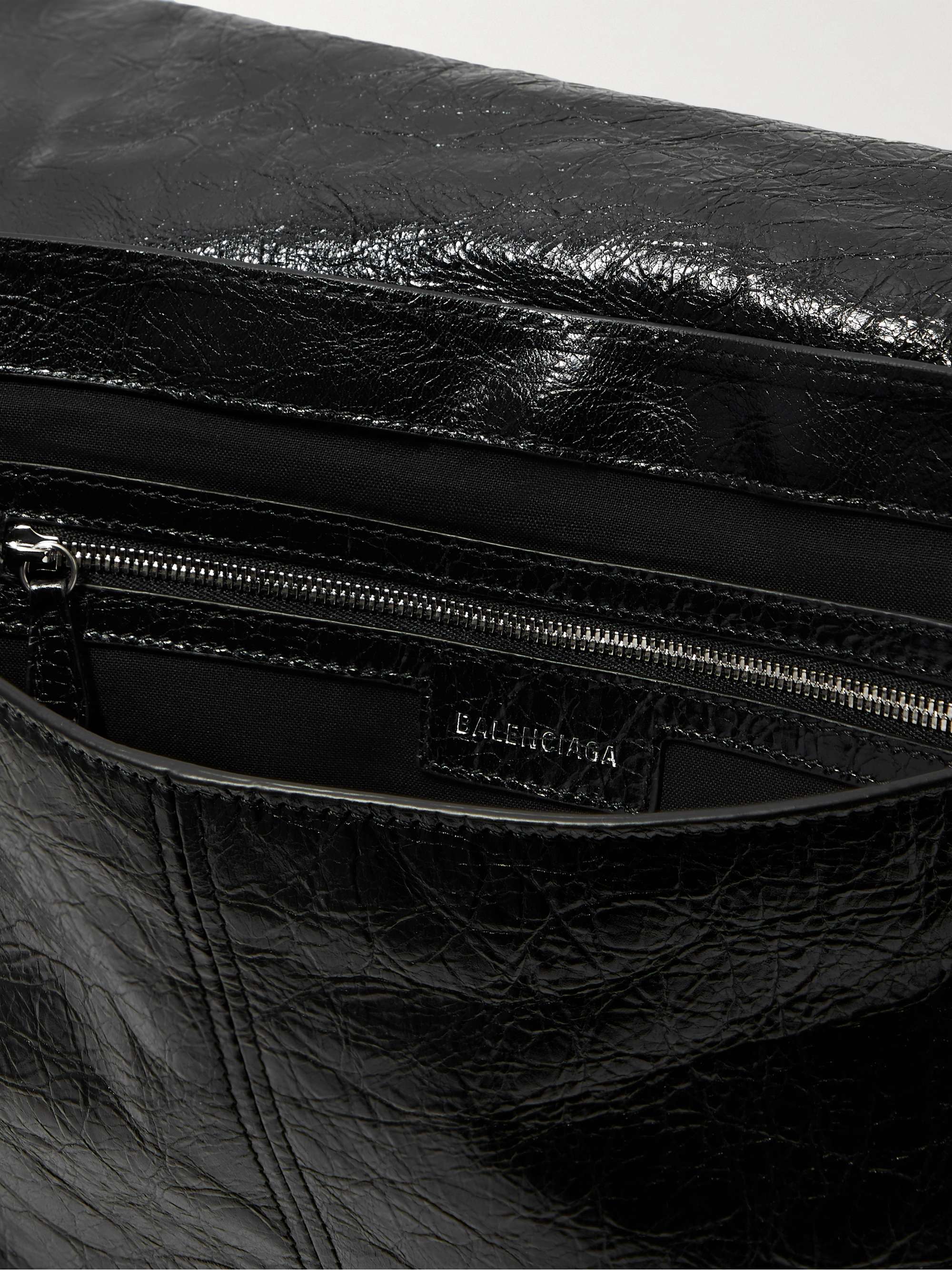 BALENCIAGA Le Cagole Embellished Textured-Leather Messenger Bag