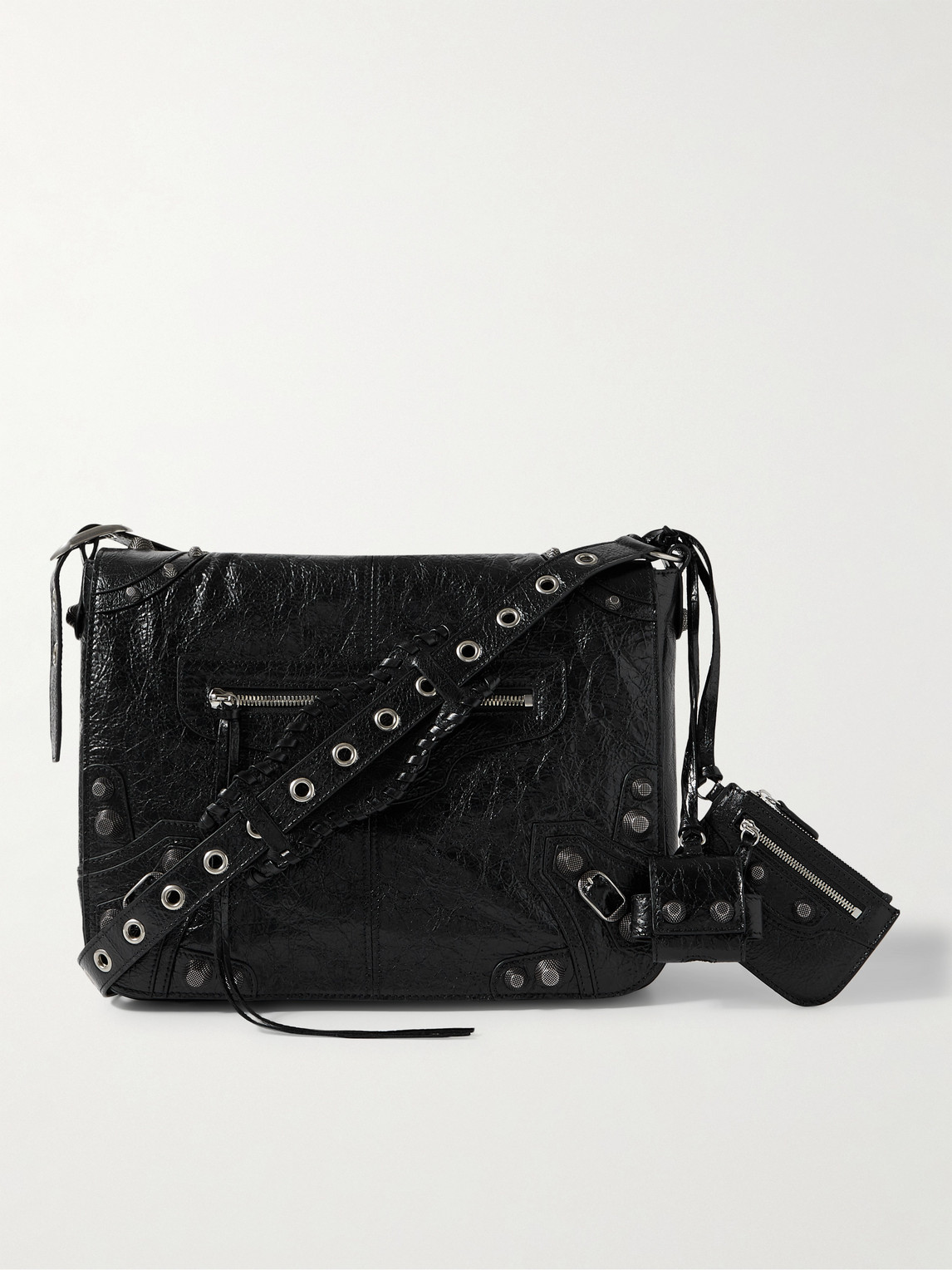 Balenciaga Le Cagole Embellished Textured-Leather Messenger Bag - Men