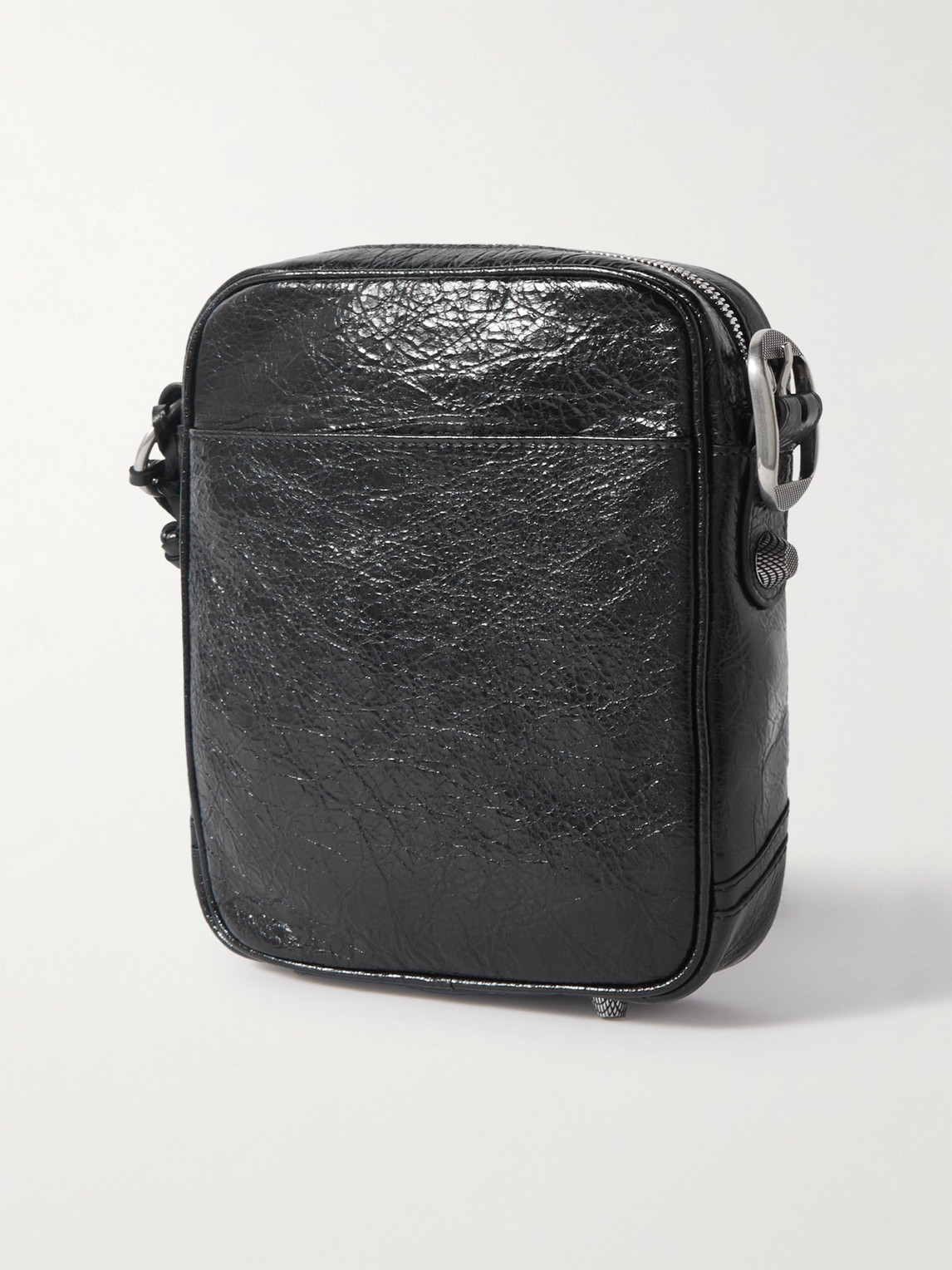Shop Balenciaga Le Cagole Embellished Textured-leather Messenger Bag In Black