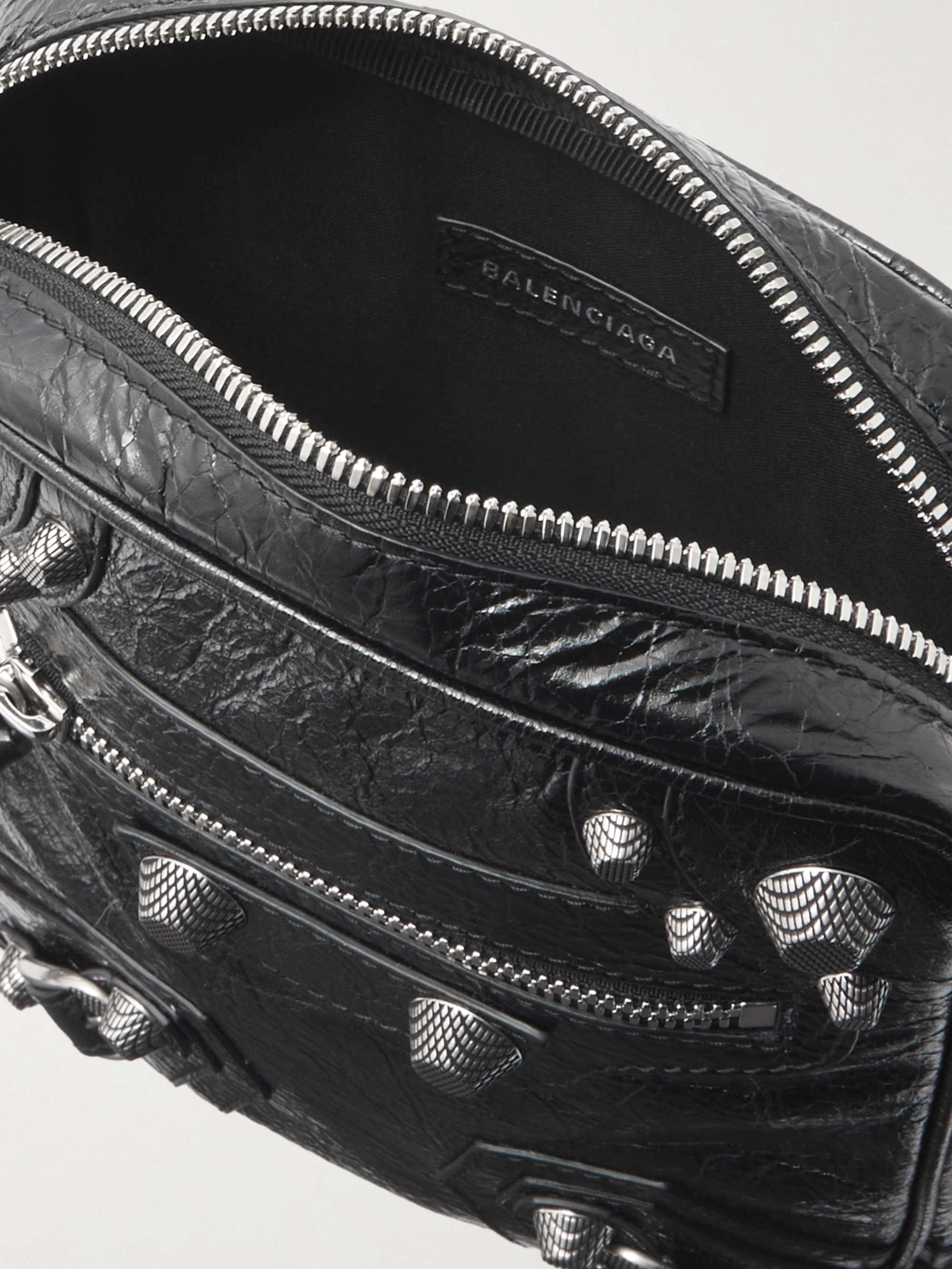 BALENCIAGA Le Cagole Embellished Textured-Leather Messenger Bag