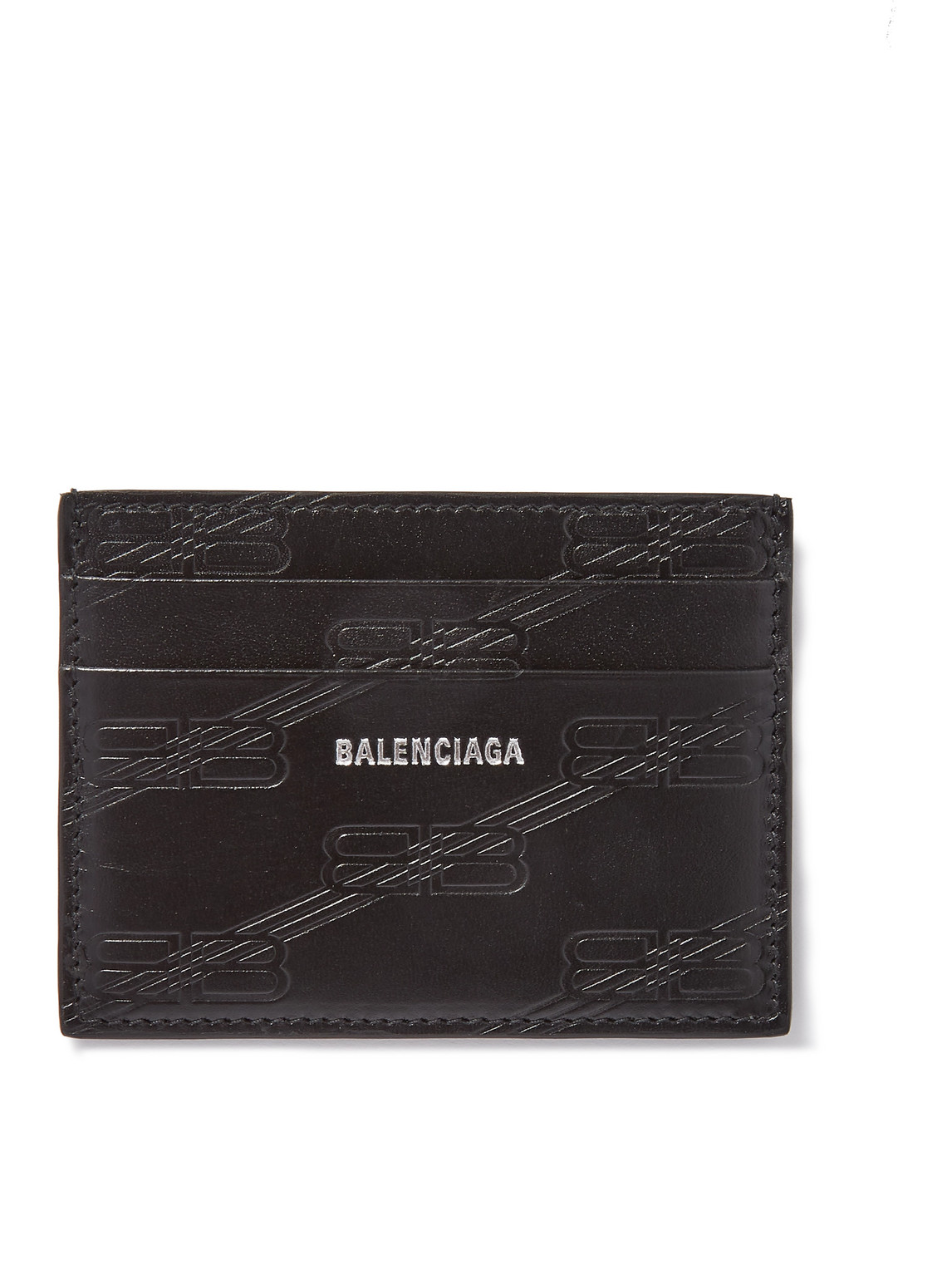 Balenciaga Logo-debossed Leather Cardholder In Black