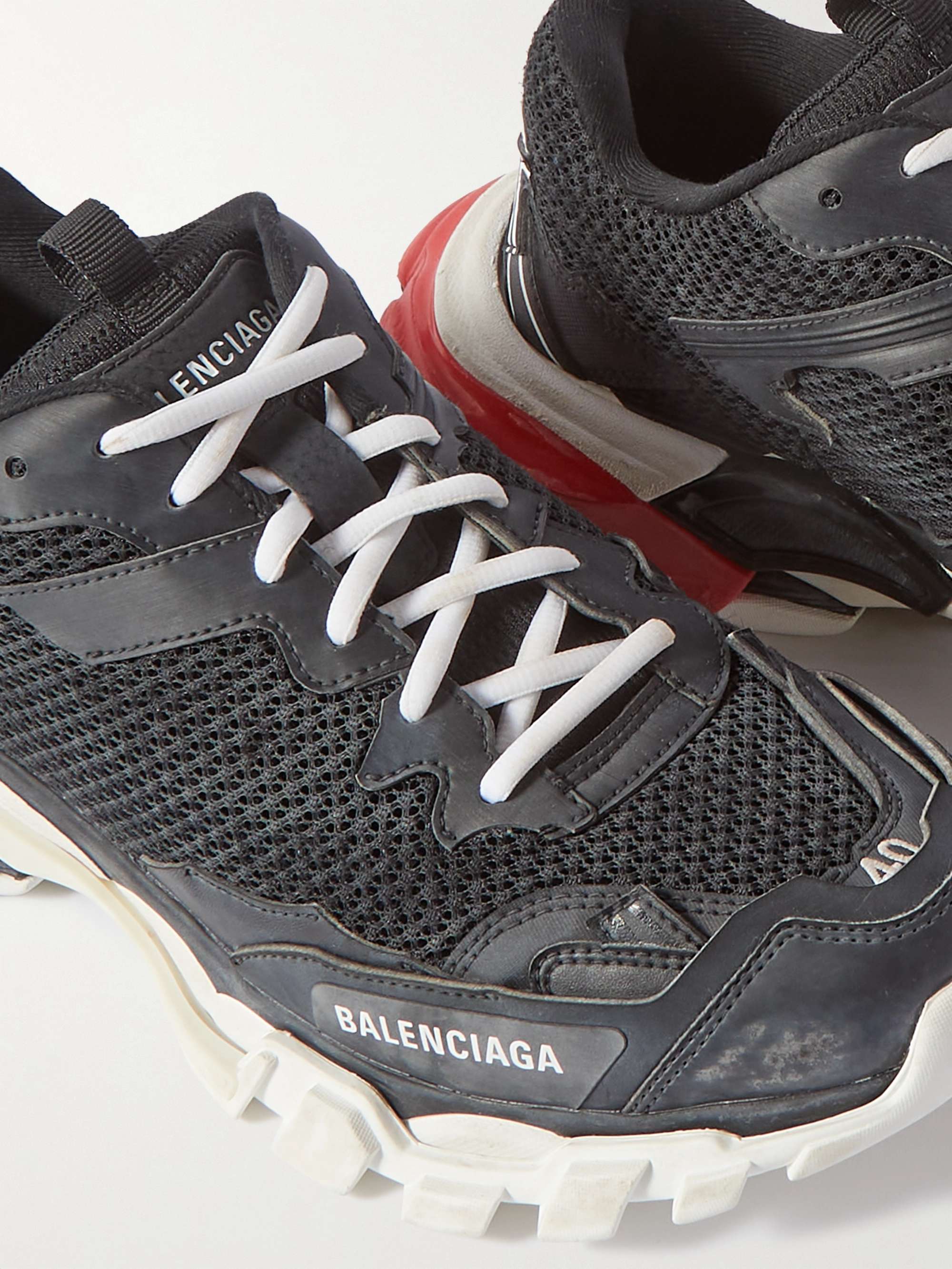 BALENCIAGA Track.3 Distressed Mesh, Nylon and Rubber Sneakers