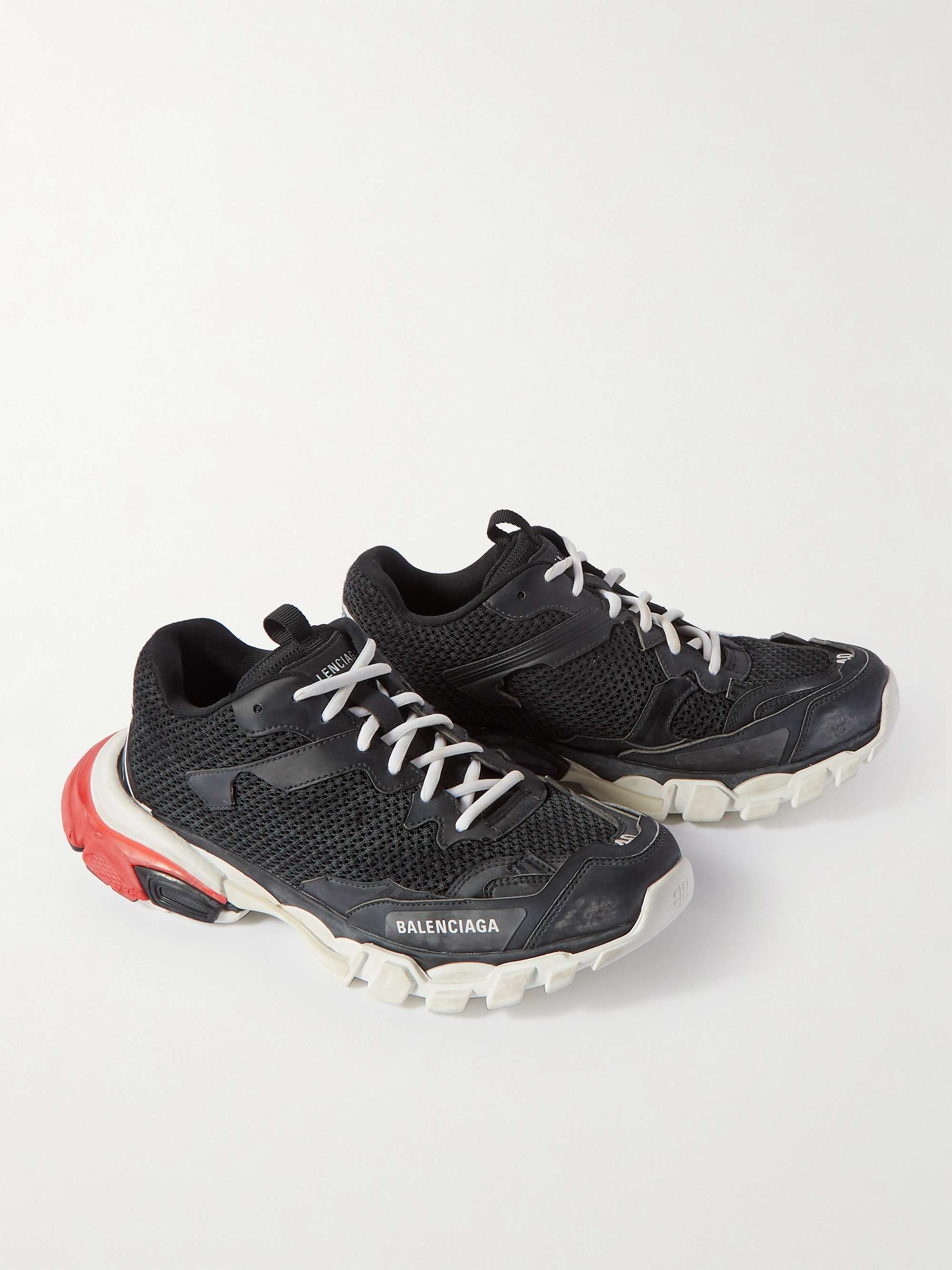 BALENCIAGA Track.3 Distressed Mesh, Nylon and Rubber Sneakers