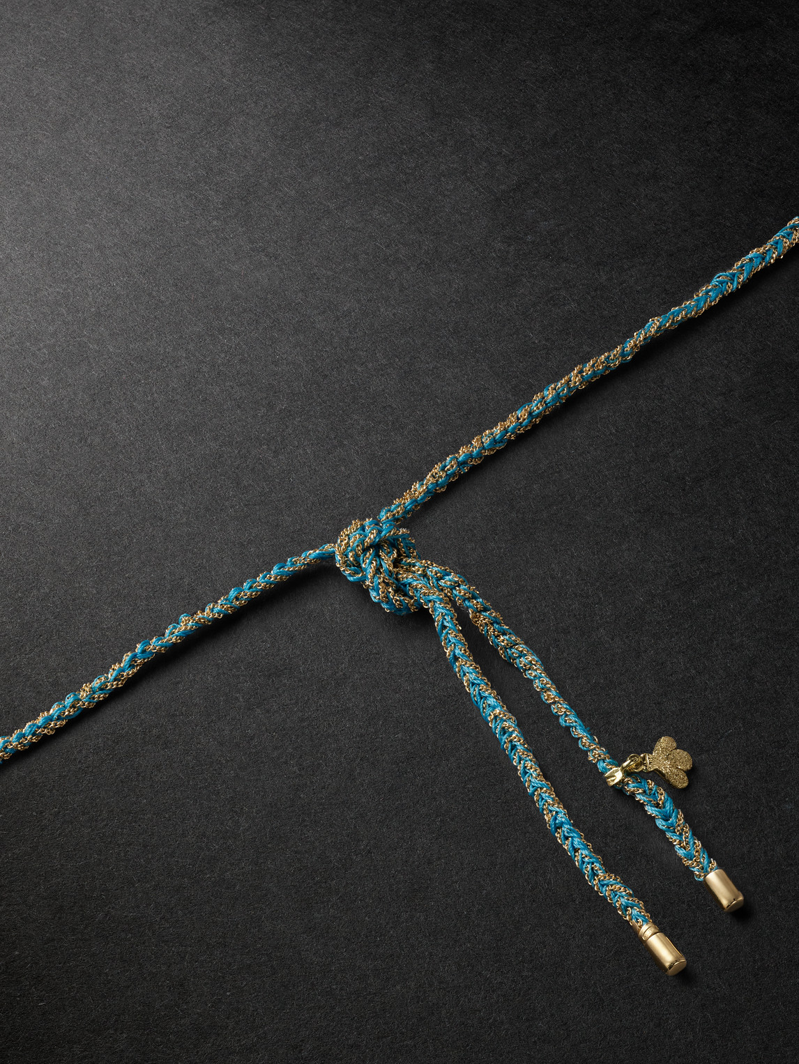 Shop Carolina Bucci Lucky Sprezzatura Gold And Silk Necklace In Blue