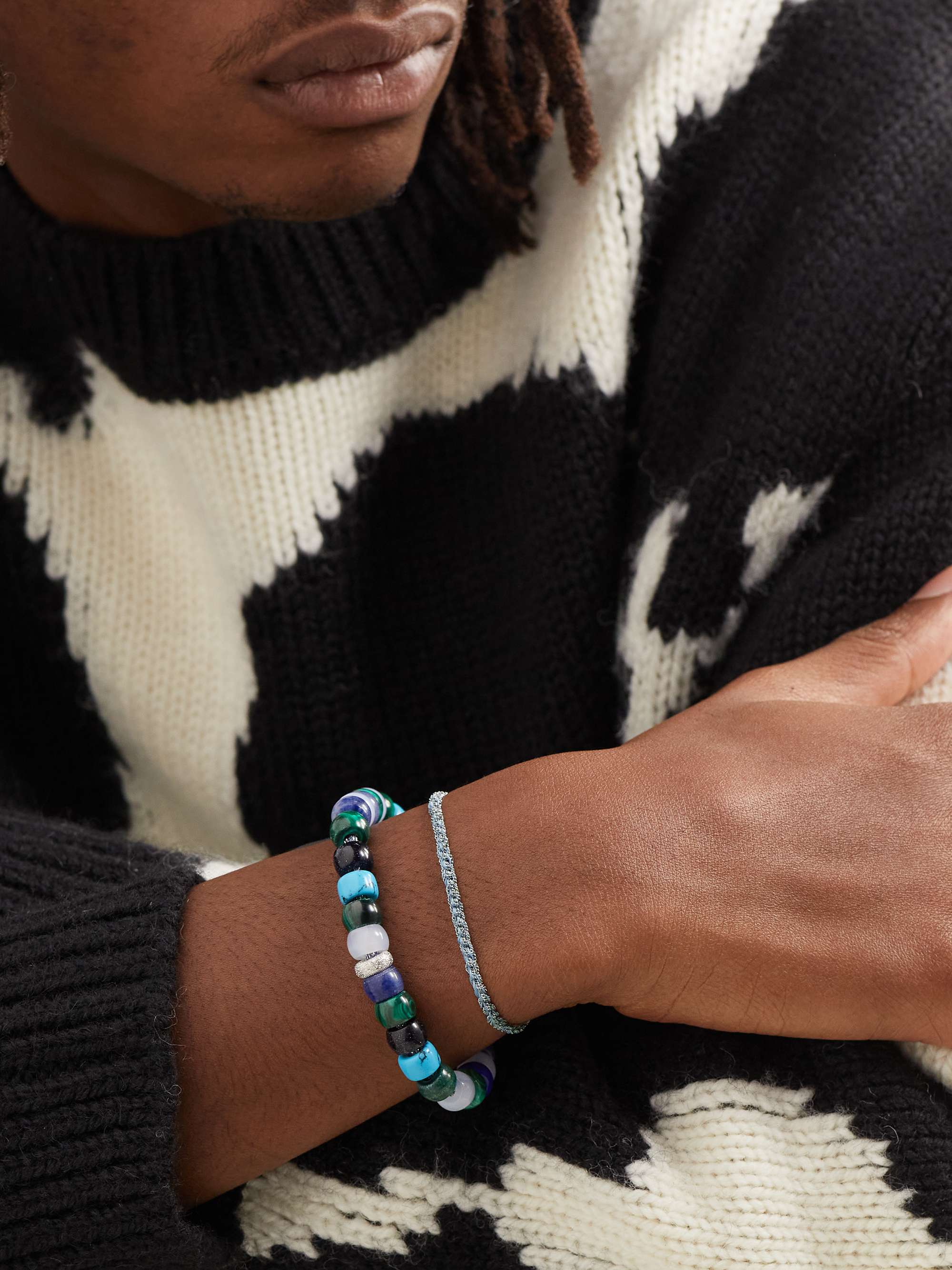 CAROLINA BUCCI Lucky Protection White Gold and Silk Bracelet