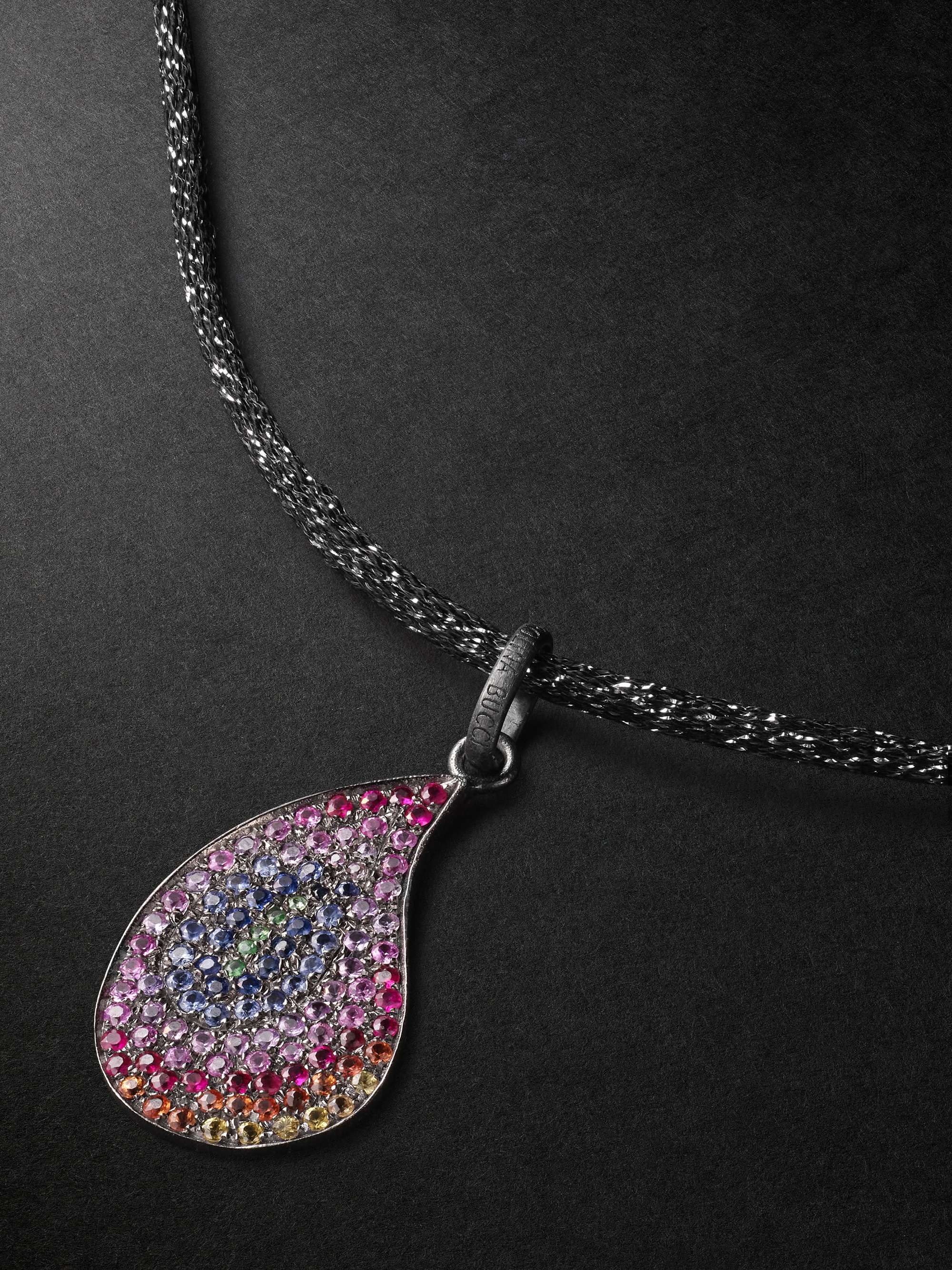 CAROLINA BUCCI Superstellar Rainbow Blackened Gold, Multi-Stone Lurex Pendant Necklace