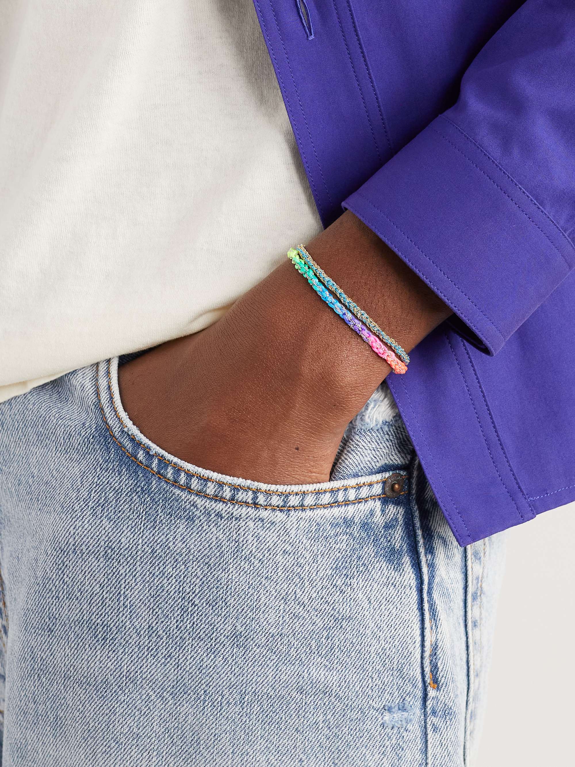 CAROLINA BUCCI Lucky Strength White Gold and Silk Bracelet