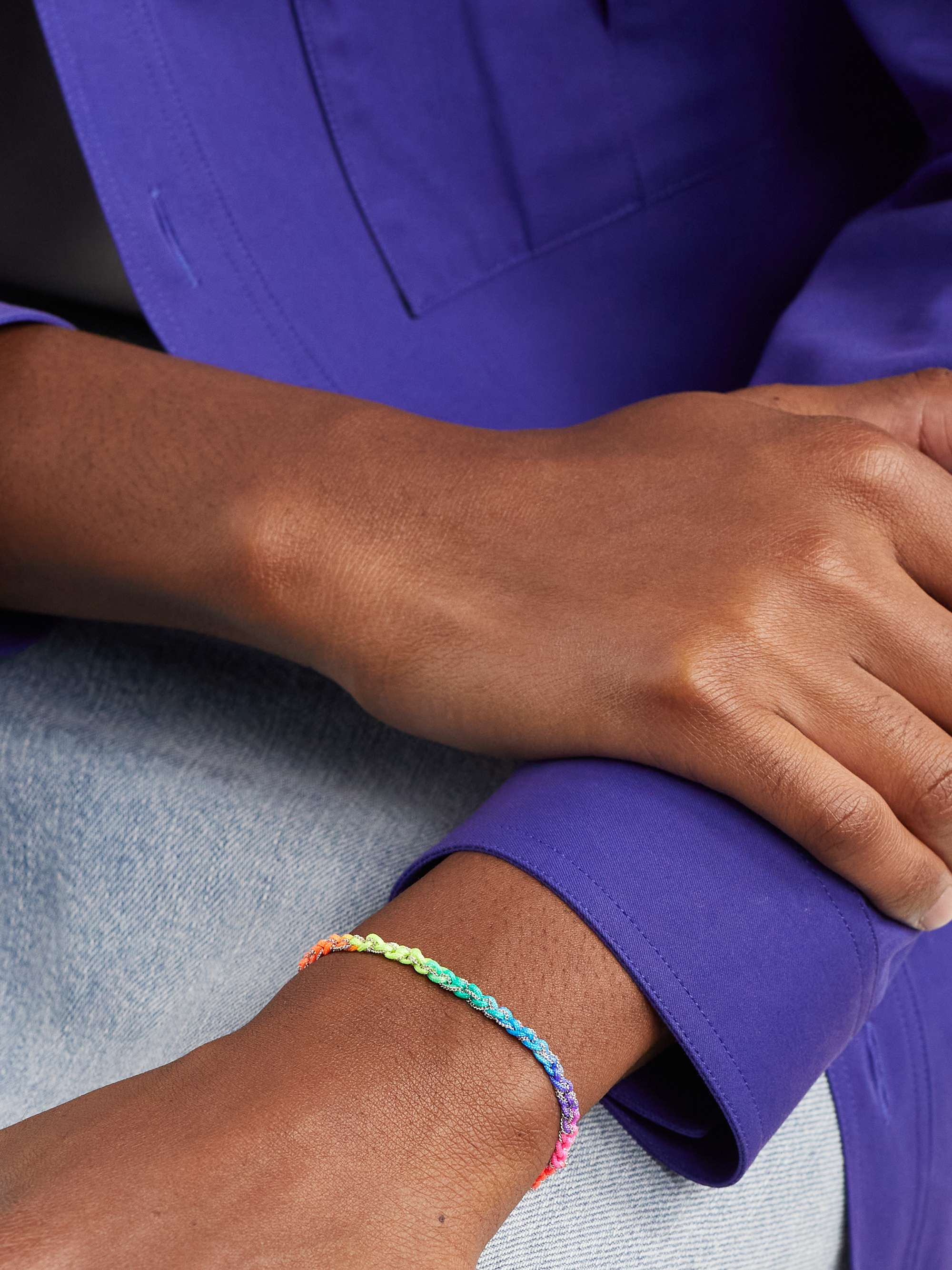 CAROLINA BUCCI Lucky Strength White Gold and Silk Bracelet
