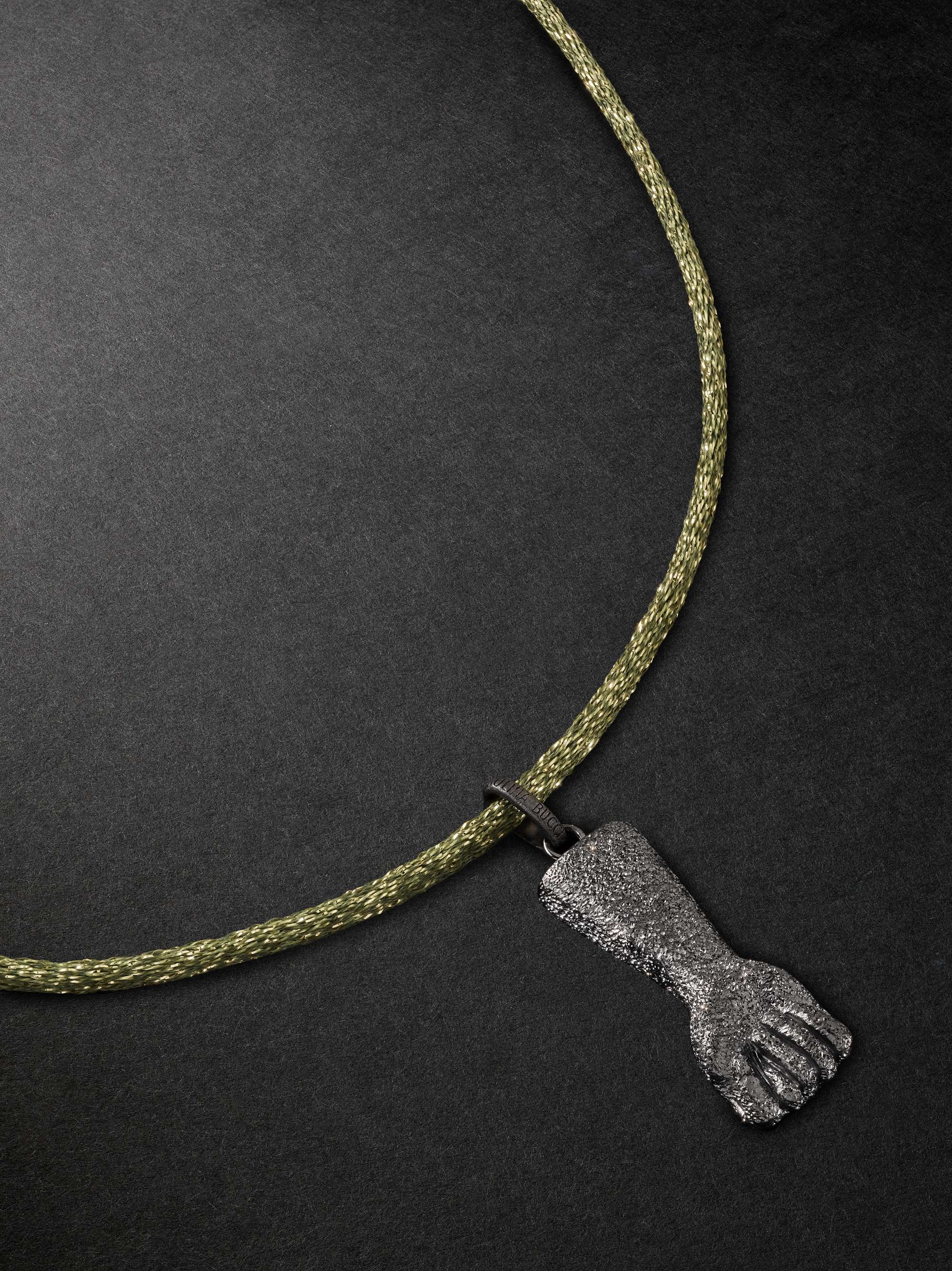 CAROLINA BUCCI Figa Florentine Blackened Gold Lurex Pendant Necklace
