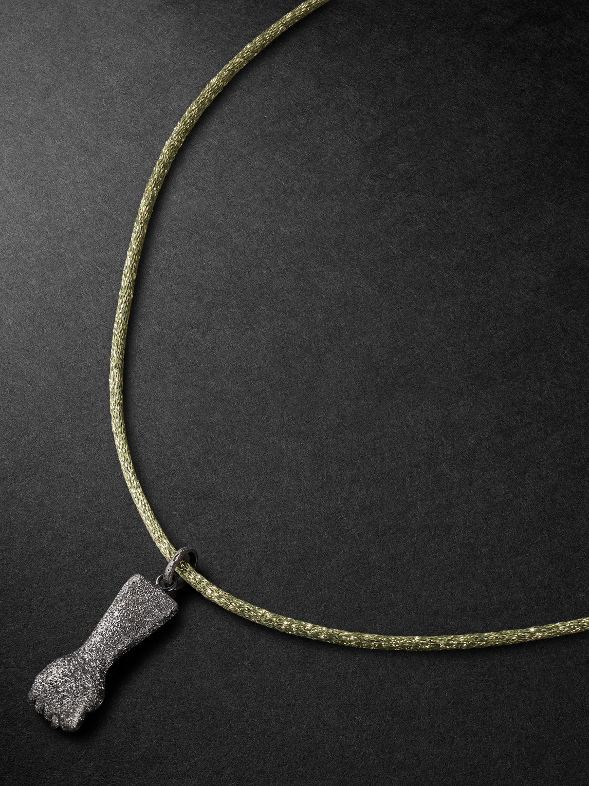 Carolina Bucci Figa Florentine Blackened Gold Lurex Pendant Necklace In Green