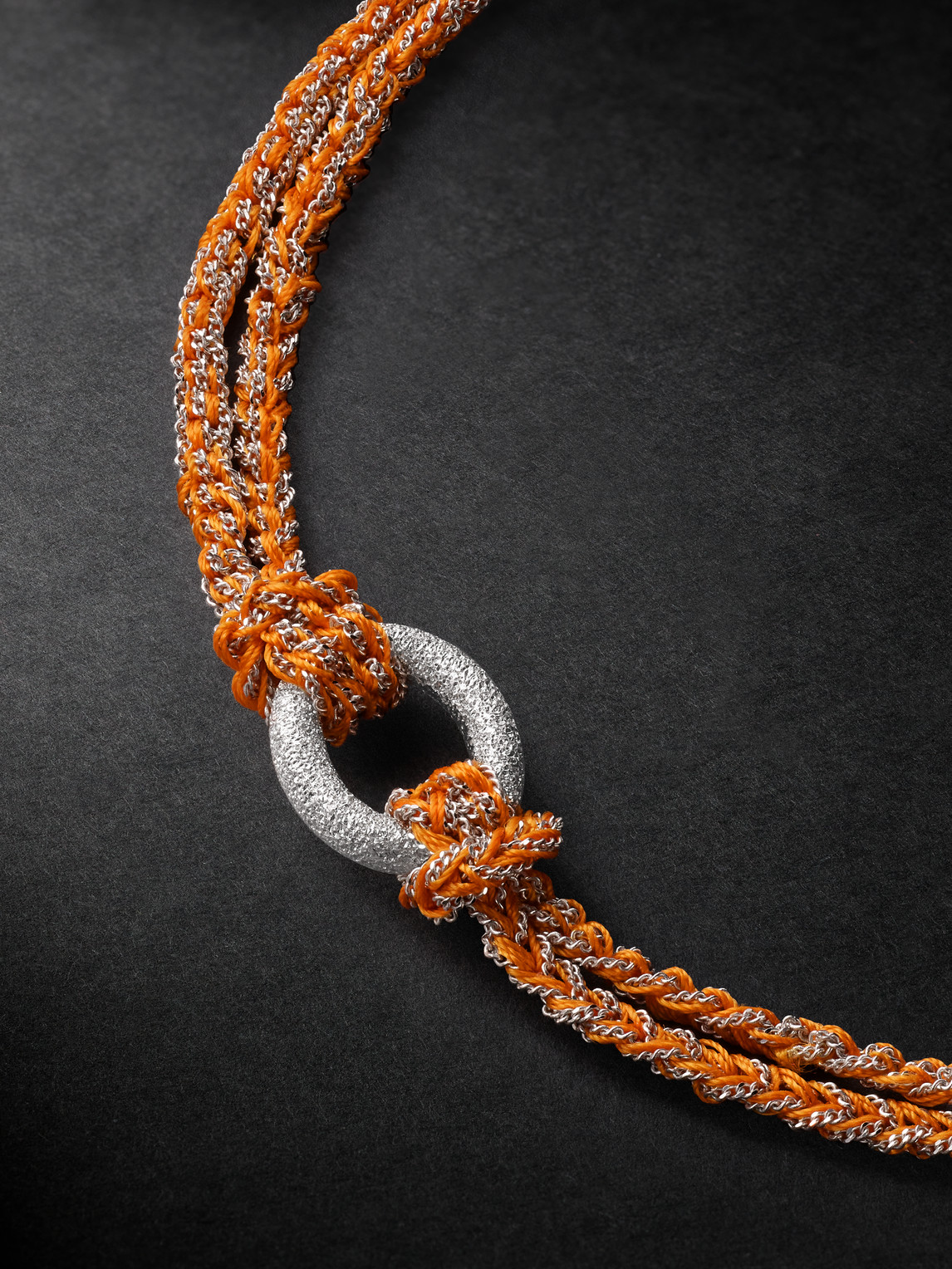 Shop Carolina Bucci Lucky Happiness White Gold, Silk And Lurex Bracelet In Orange