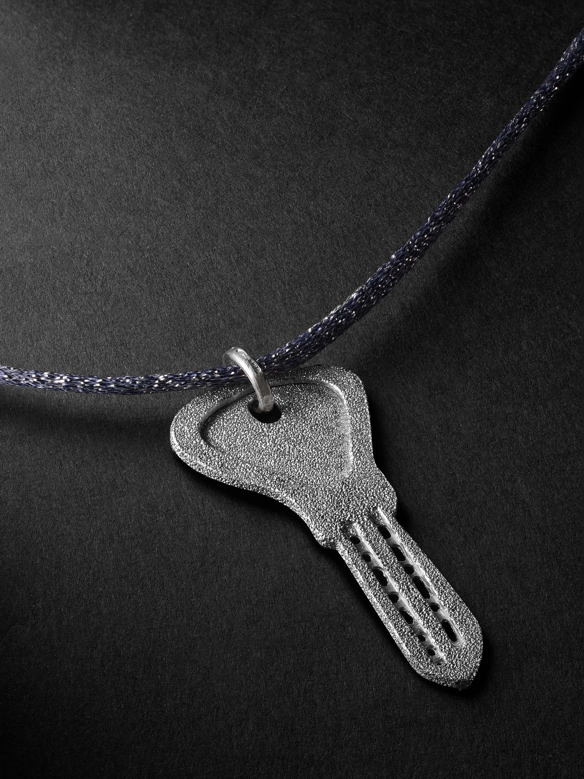 CAROLINA BUCCI Key White Gold Lurex Pendant Necklace