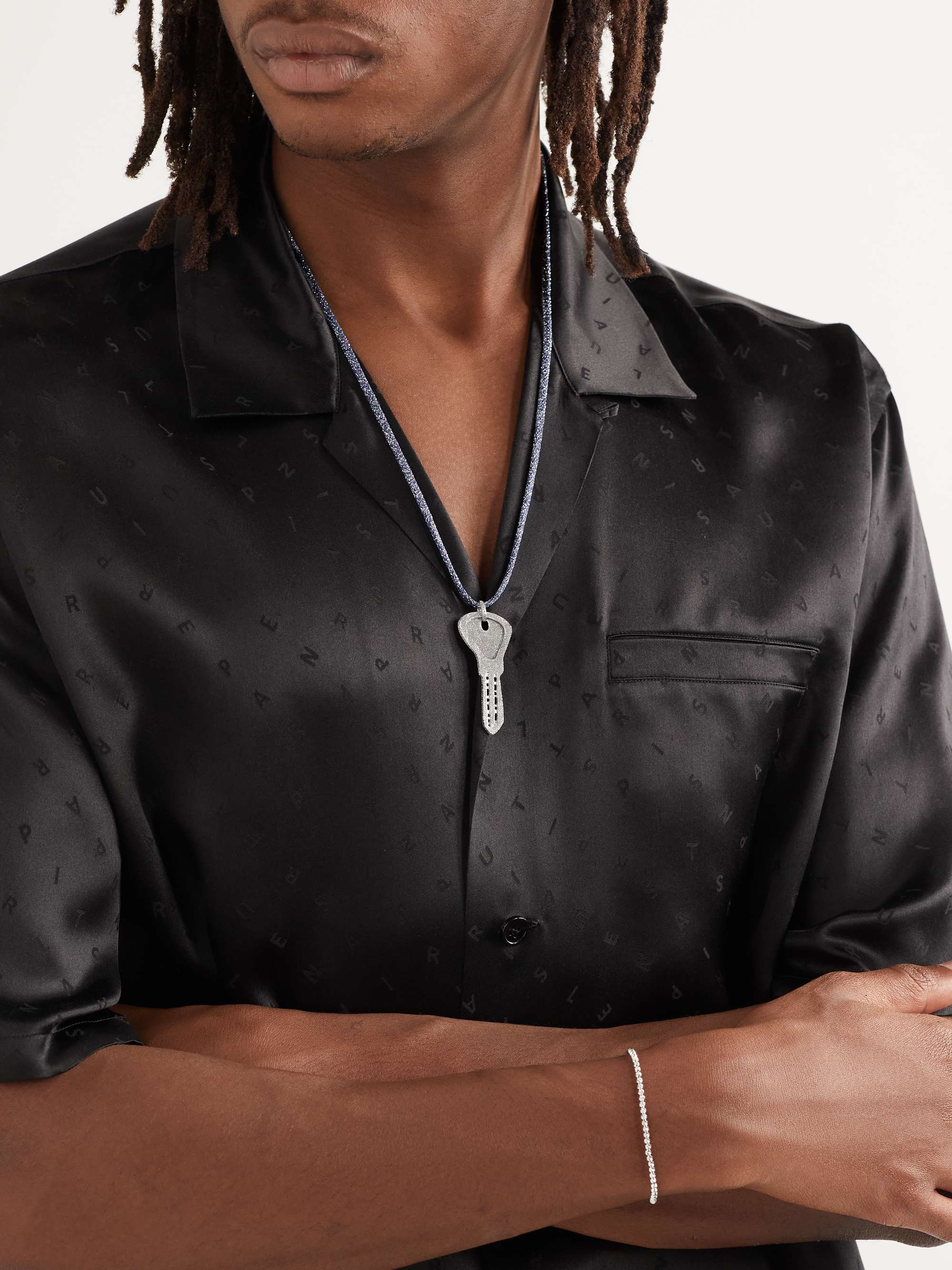 CAROLINA BUCCI Key White Gold Lurex Pendant Necklace