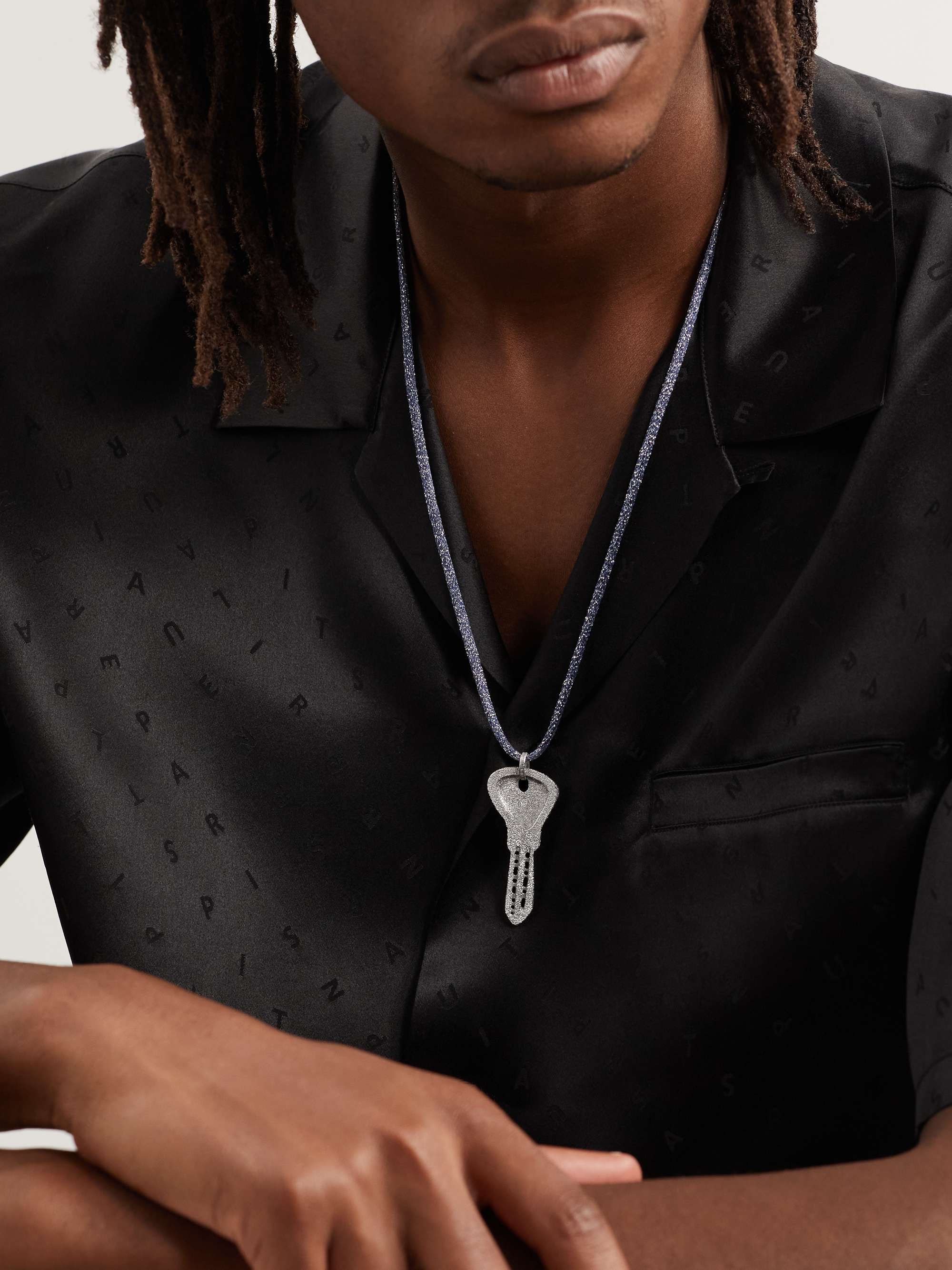 CAROLINA BUCCI Key White Gold Lurex Pendant Necklace