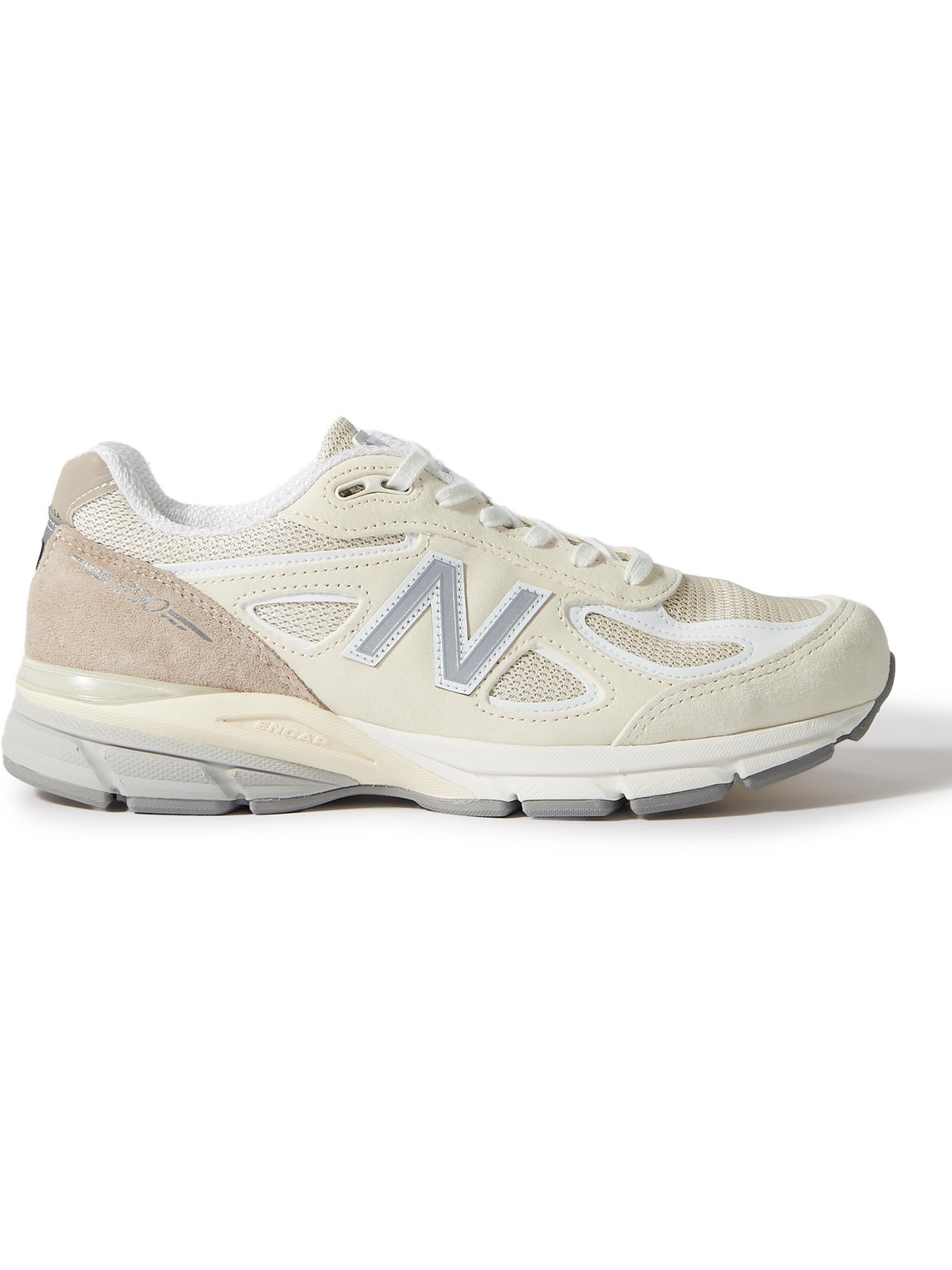New Balance Made In Usa 990v4 Suede And Mesh Sneakers In White