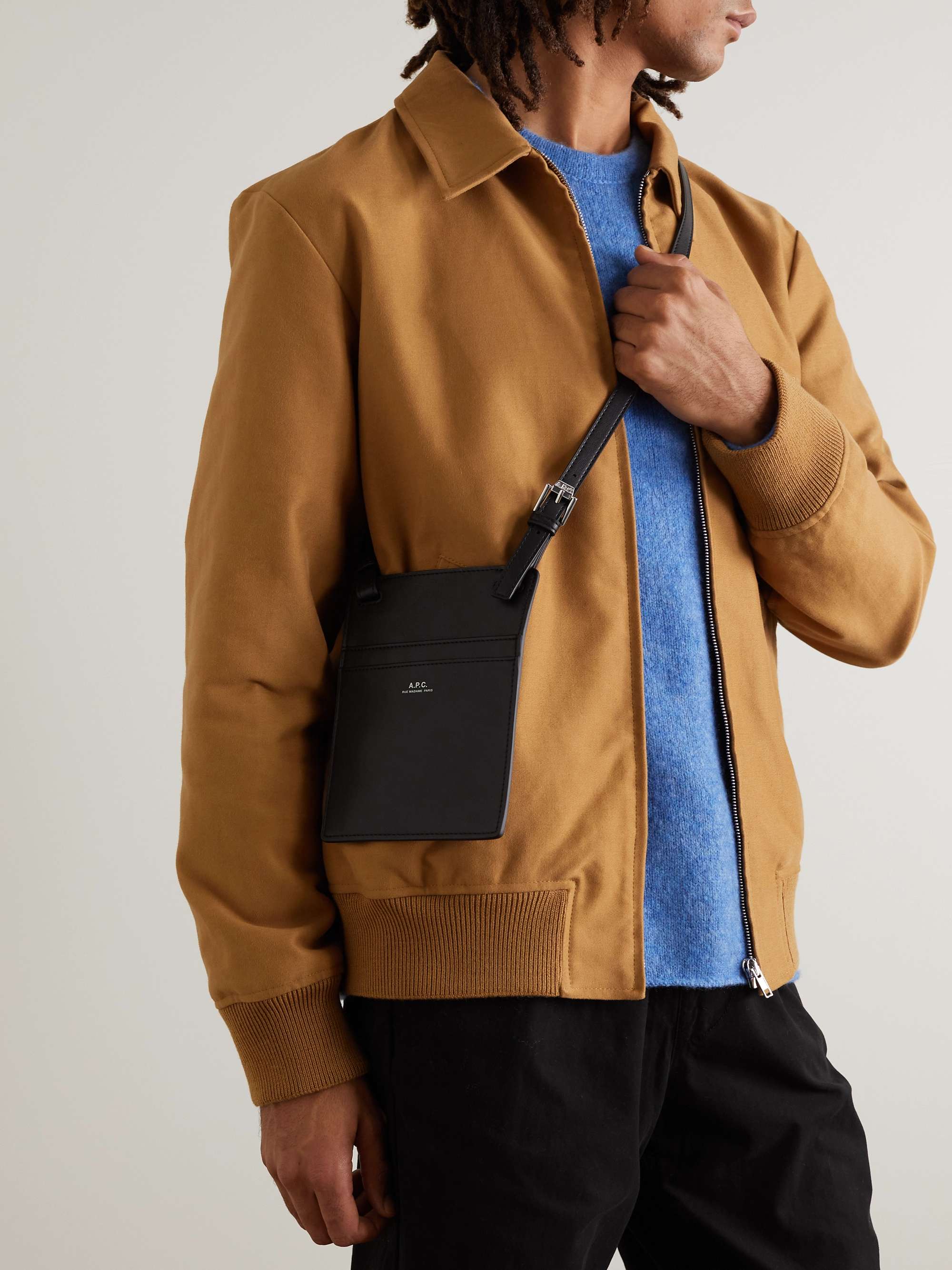 A.P.C. Nino Logo-Print Faux Leather Messenger Bag
