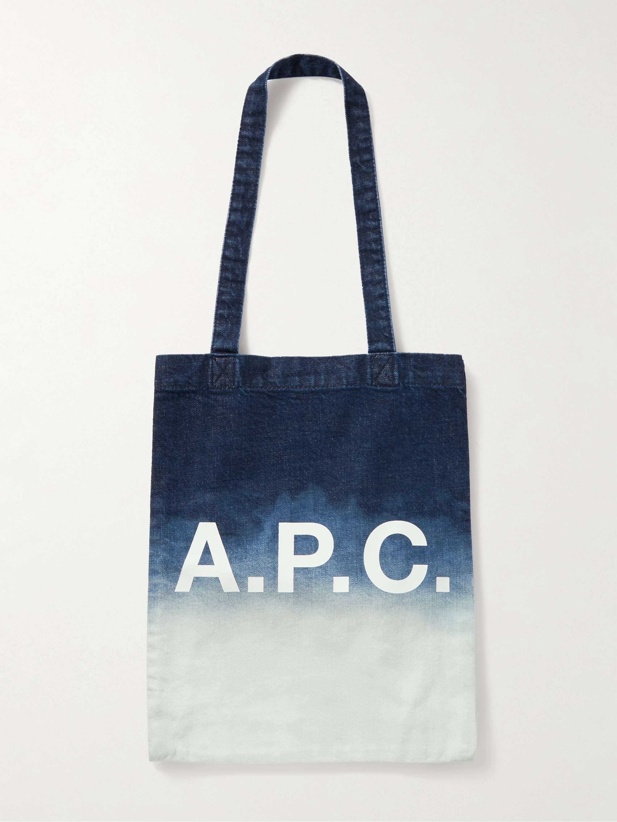 아페쎄 A.P.C. Logo-Print Ombre Denim Tote,Blue