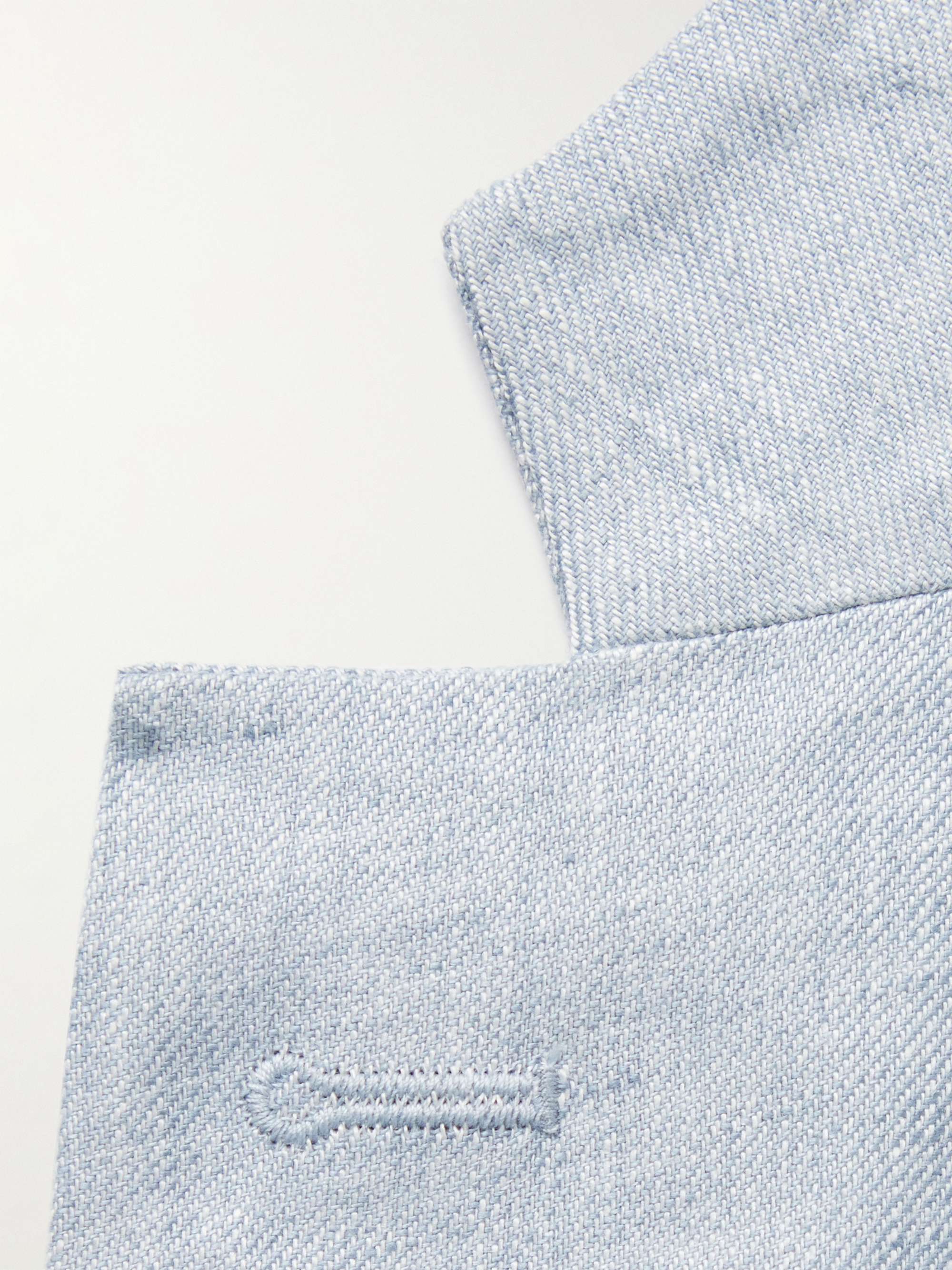 AGNONA Leather-Trimmed Linen Suit Jacket