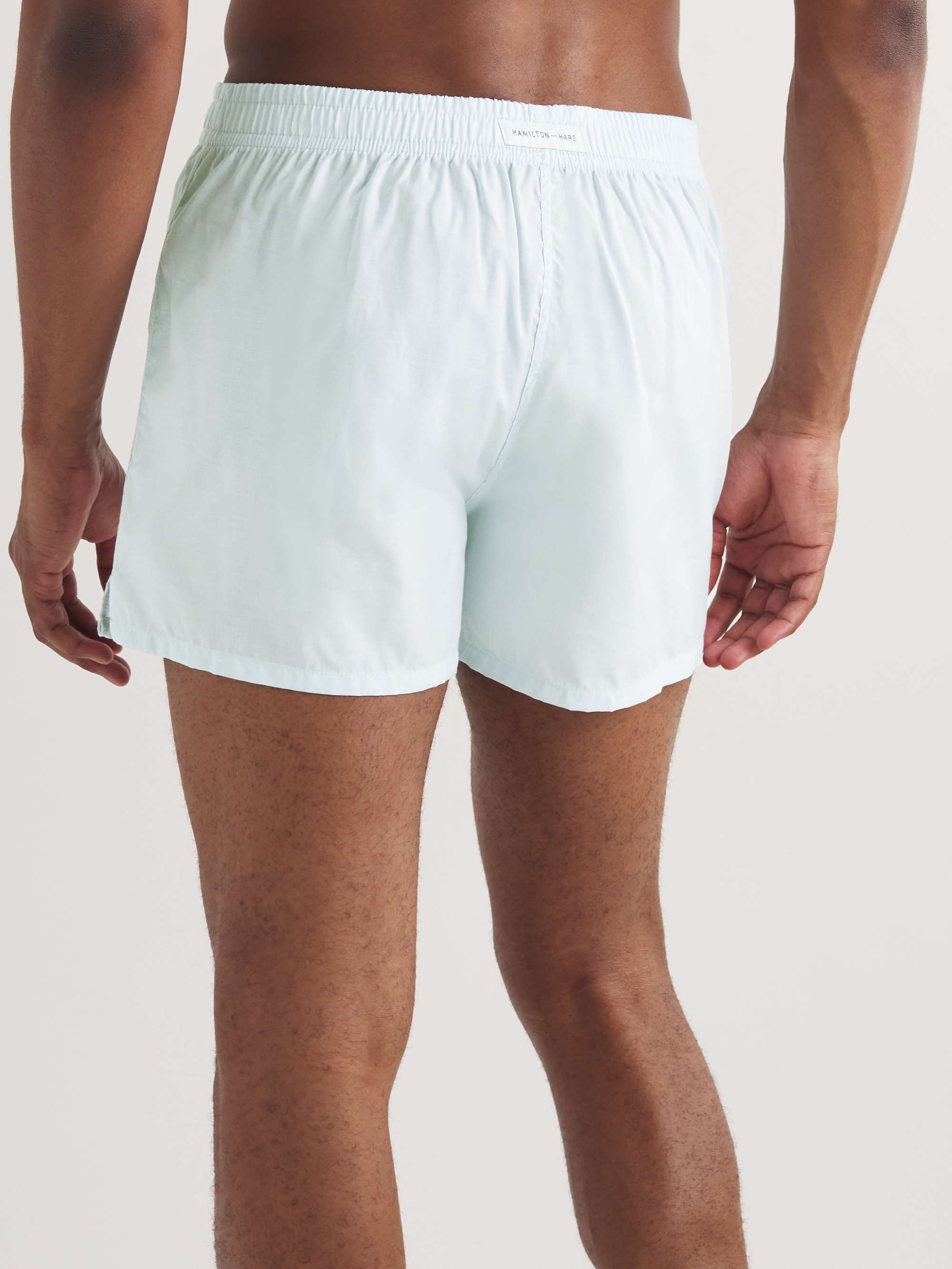 HAMILTON AND HARE Three-Pack Cotton and Silk-Blend Boxer Shorts