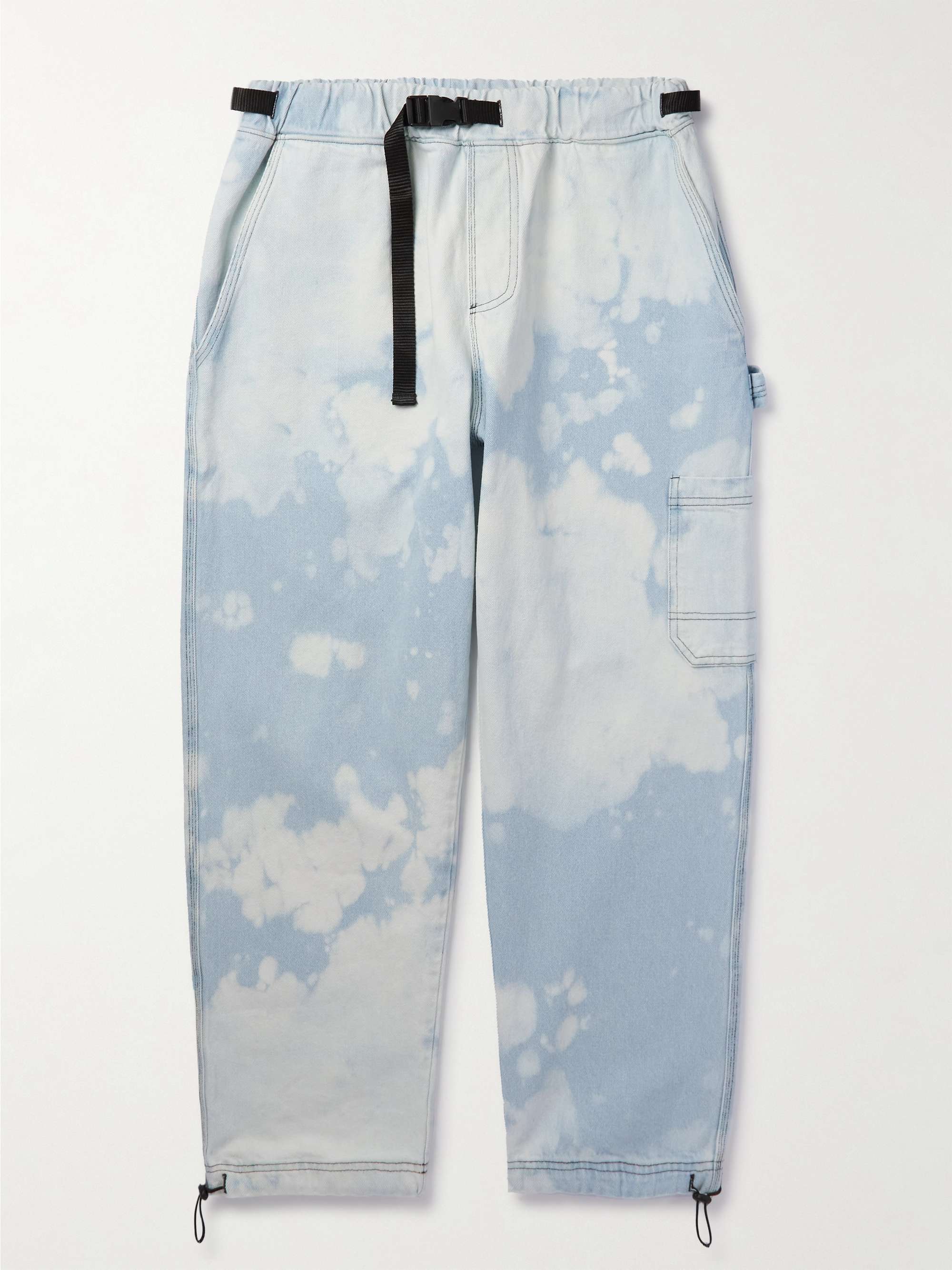 GOOD MORNING TAPES Tapered Belted LogoAppliquéd Bleached Cargo Jeans