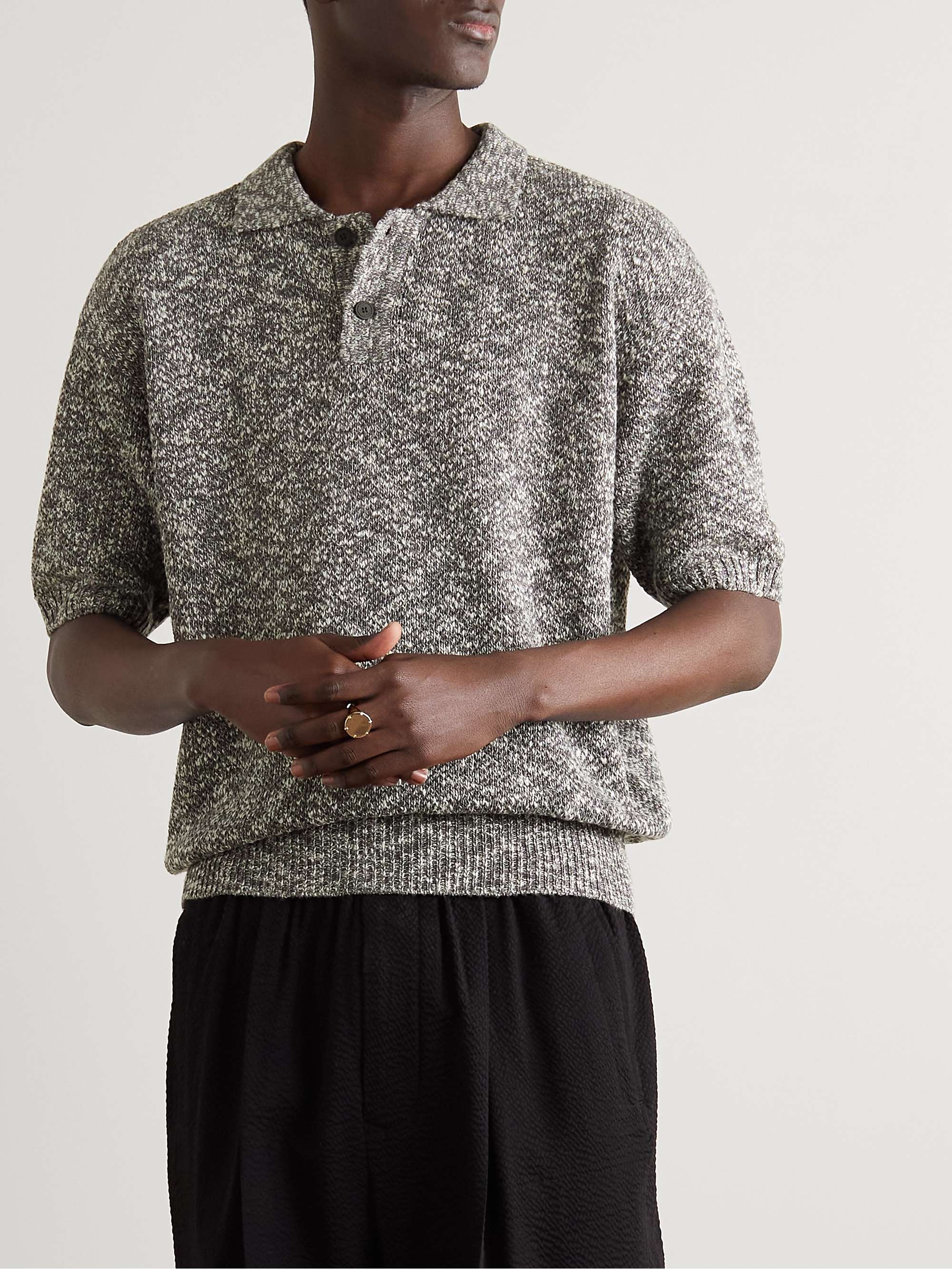 LE 17 SEPTEMBRE Knitted Cotton-Blend Polo Shirt