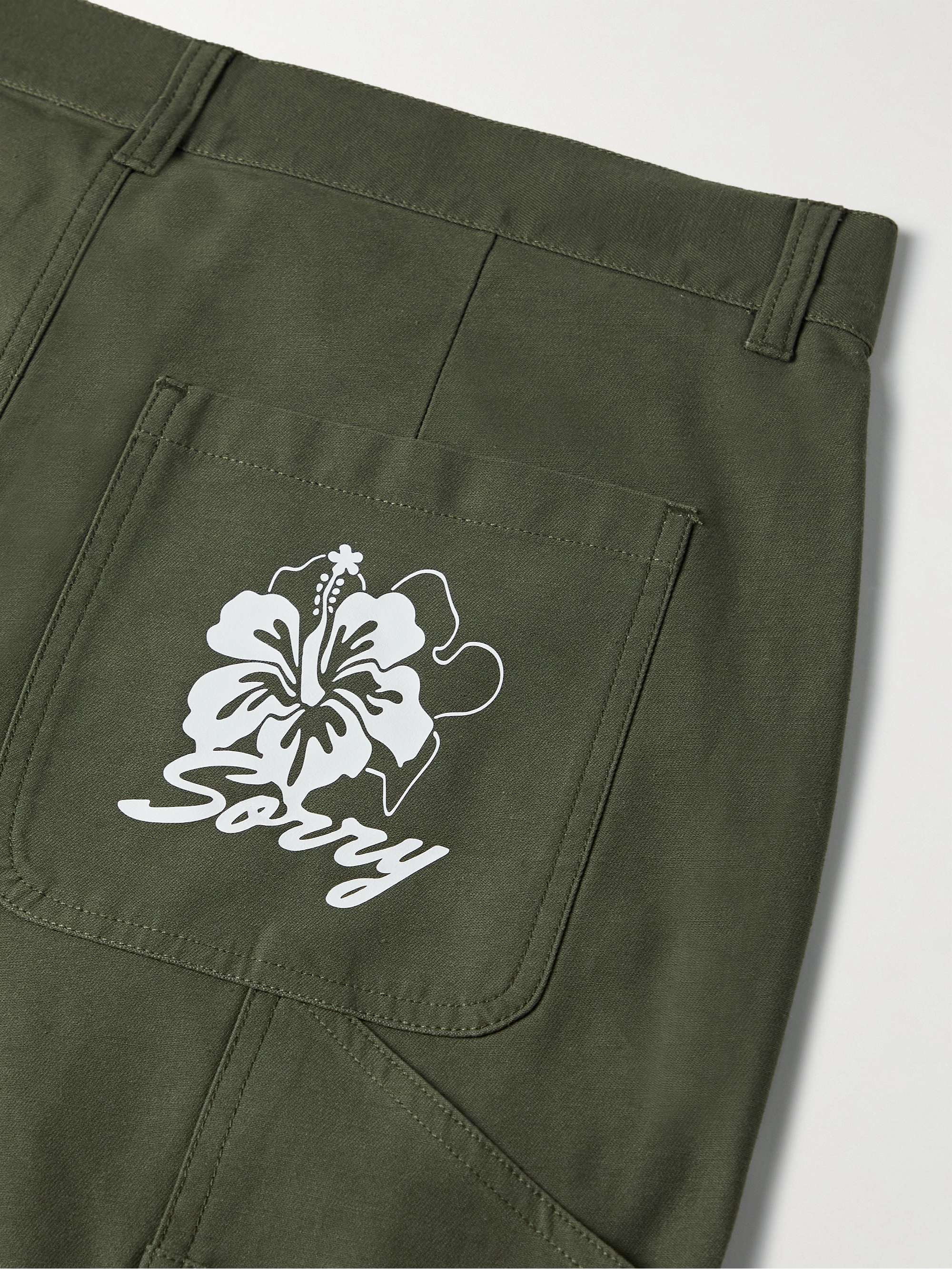 SORRY IN ADVANCE Slim-Fit Floral-Print Cotton-Canvas Trousers