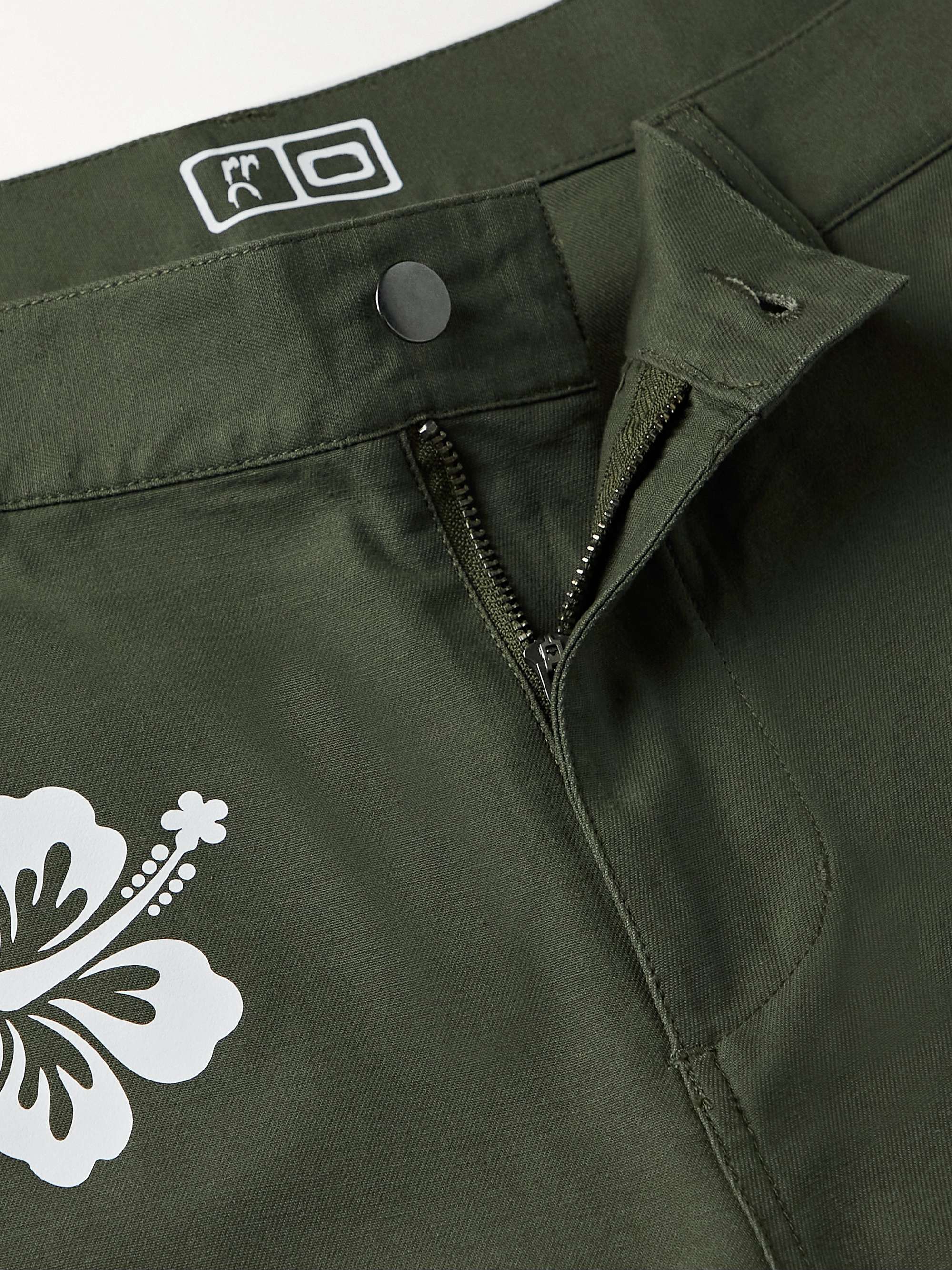 SORRY IN ADVANCE Slim-Fit Floral-Print Cotton-Canvas Trousers