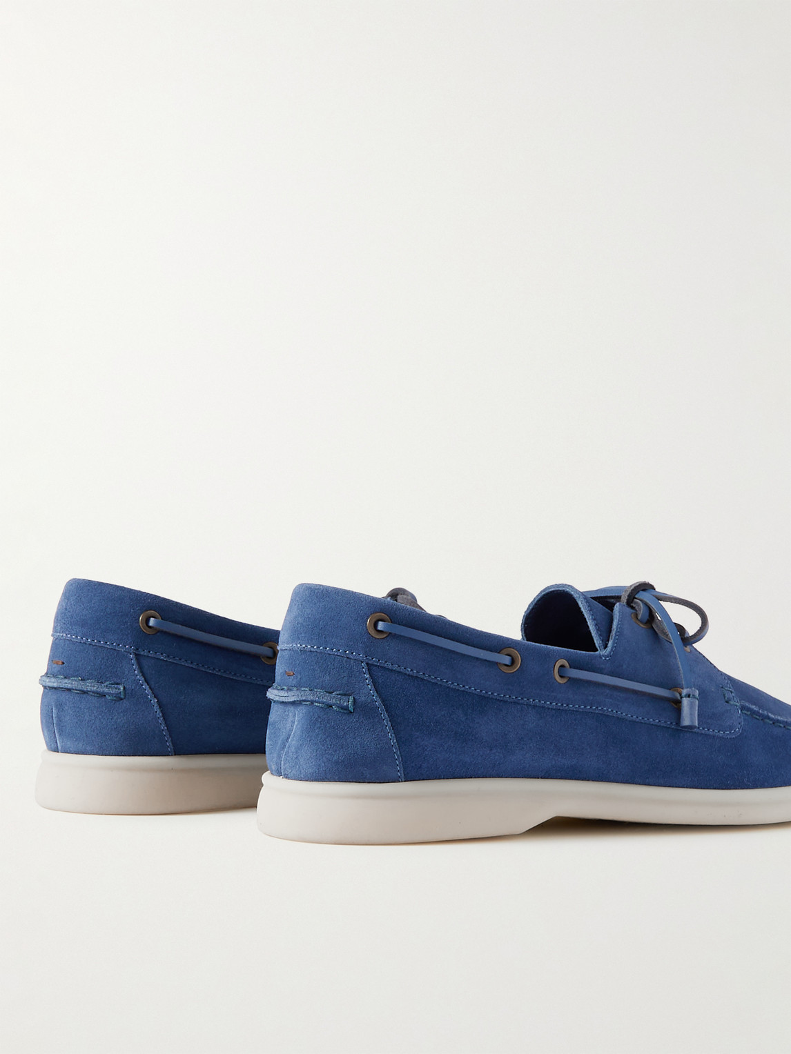 Shop Loro Piana Sea-sail Walk Suede Boat Shoes In Blue