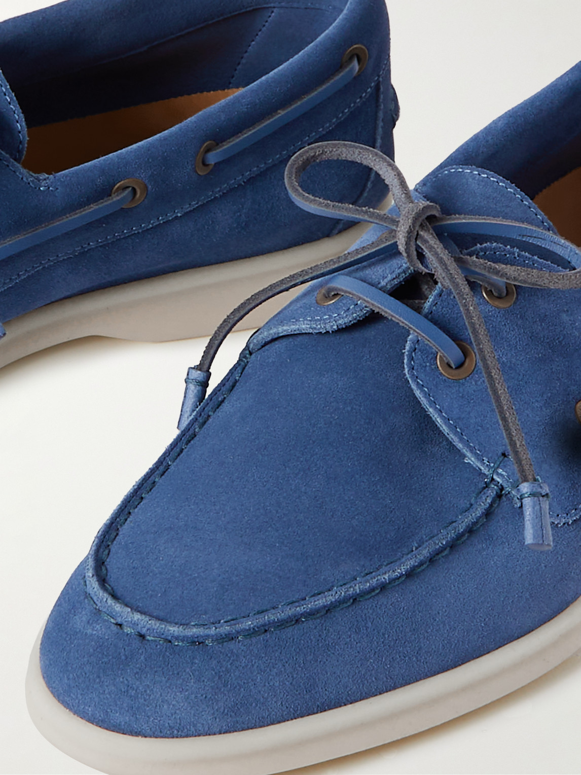 Shop Loro Piana Sea-sail Walk Suede Boat Shoes In Blue