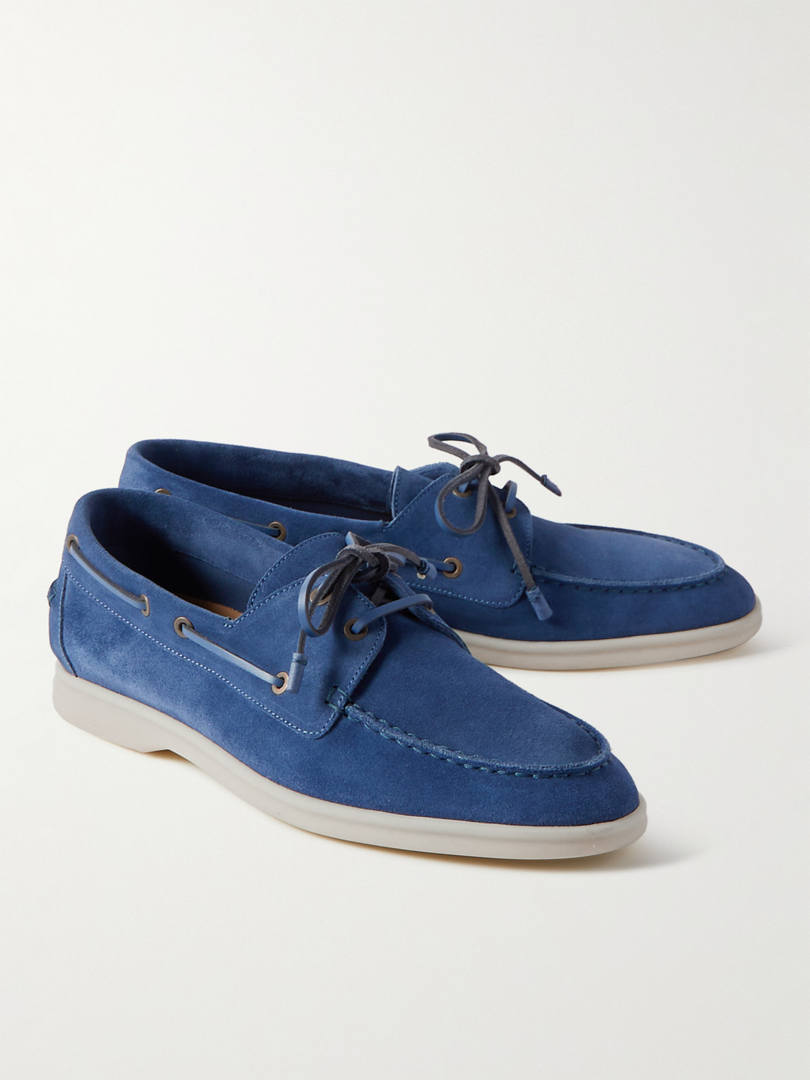 Shop Loro Piana Sea-sail Walk Suede Boat Shoes In Blue