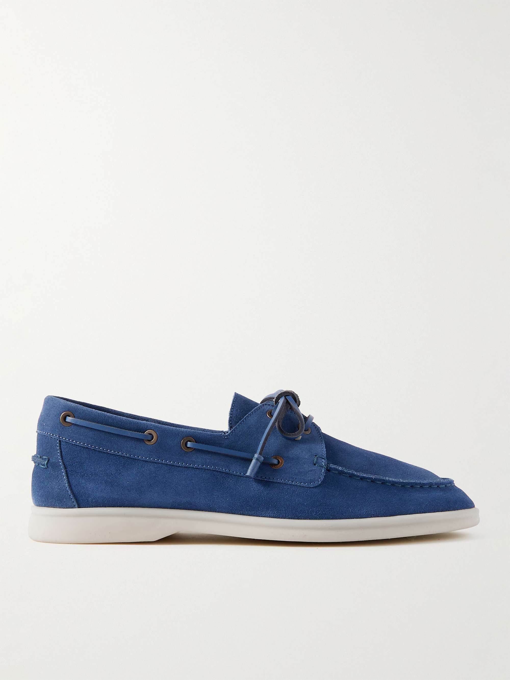 Loro Piana Sea-Sail Walk Suede Boat Shoes - Men - Navy Boat Shoes - EU 41