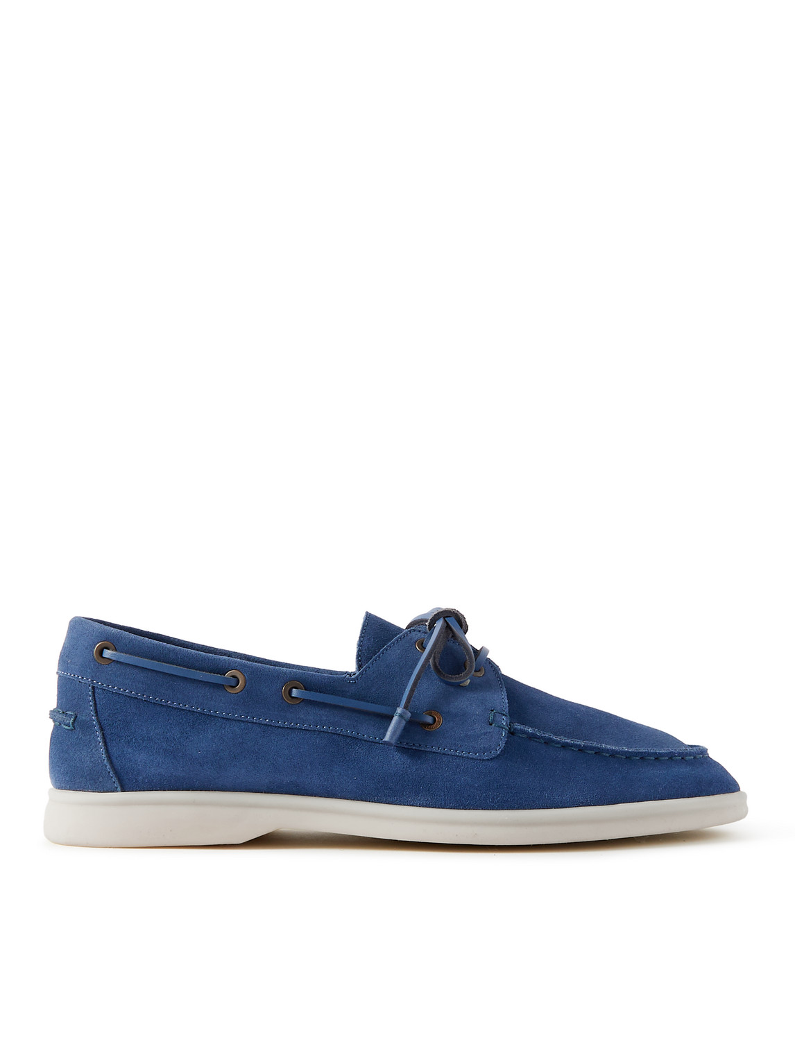 Loro Piana Men's Sea-sail Walk Suede Boat Shoes In Blue