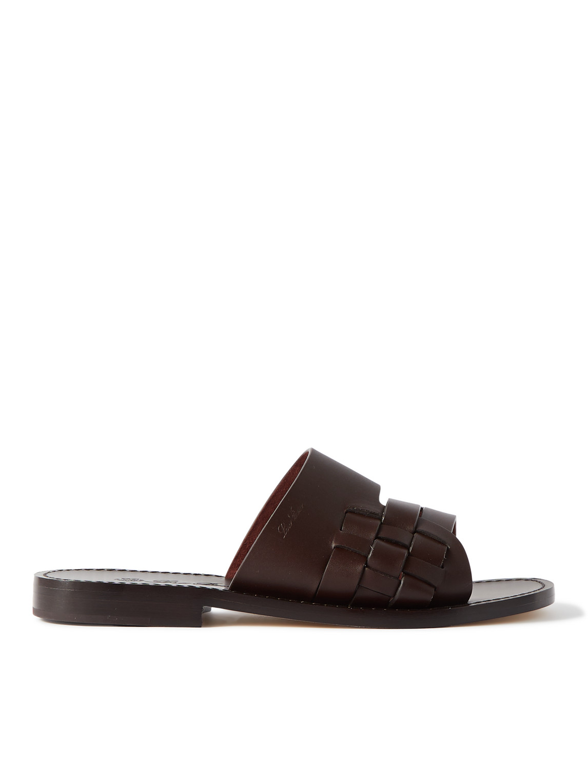 Loro Piana Sea-pacific Walk Braided Leather Slides In Brown