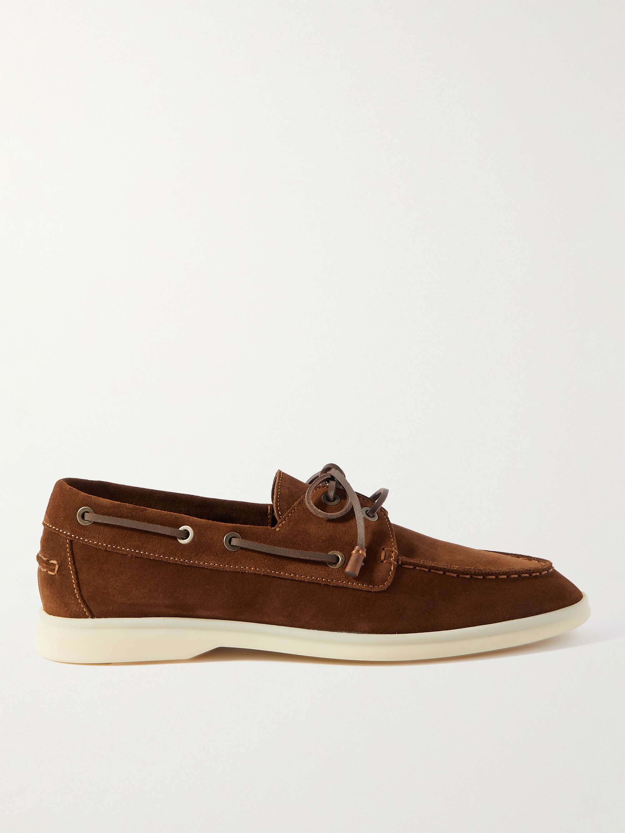 LORO PIANA Sea-Sail Walk Leather-Trimmed Suede Boat Shoes for Men