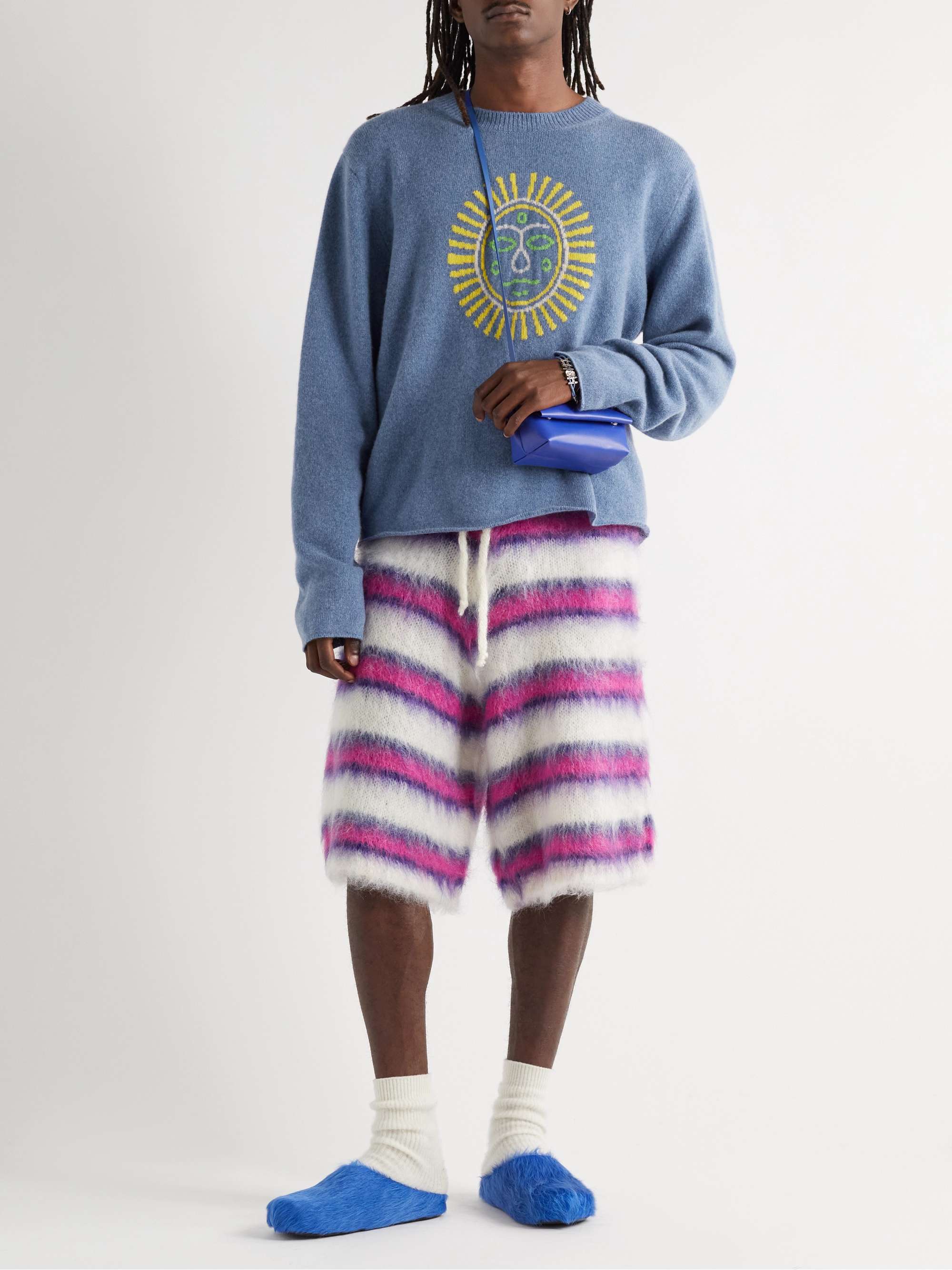 THE ELDER STATESMAN Technicolor Sunshine Embroidered Cashmere Sweater
