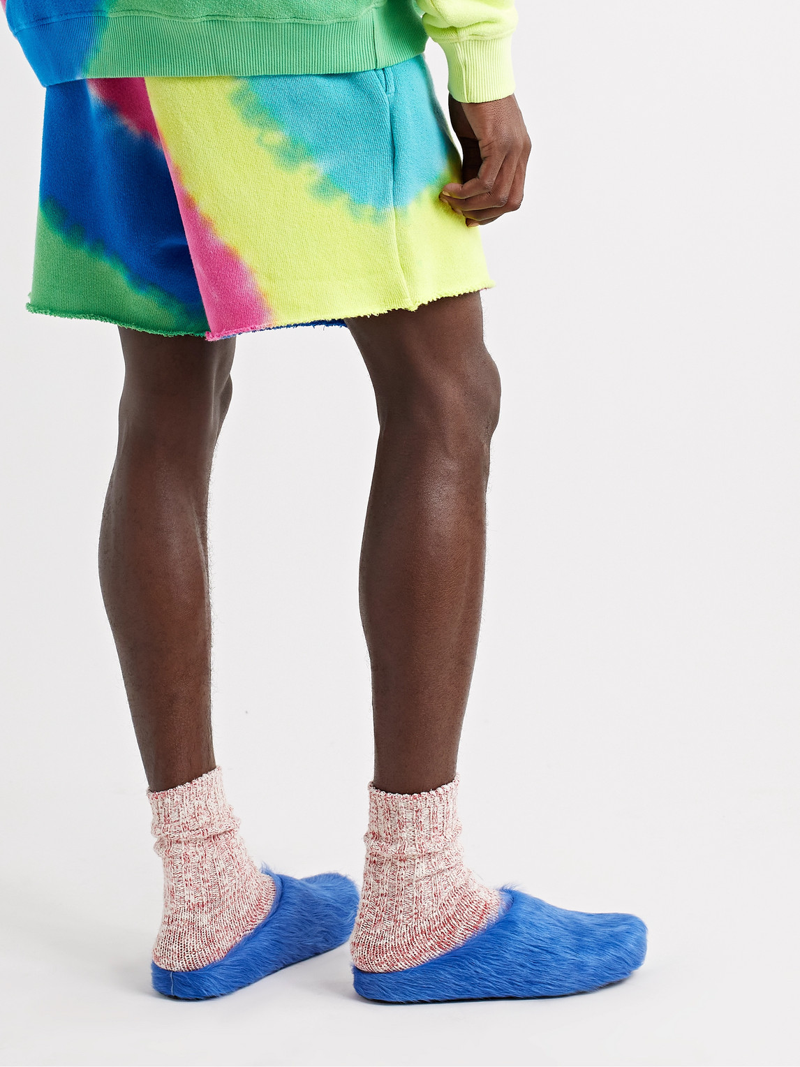  The Elder Statesman - Rainbow Void Tie-dyed Cotton And Cashmere-blend Jersey Drawstring Shorts - Men - Blue - S 
