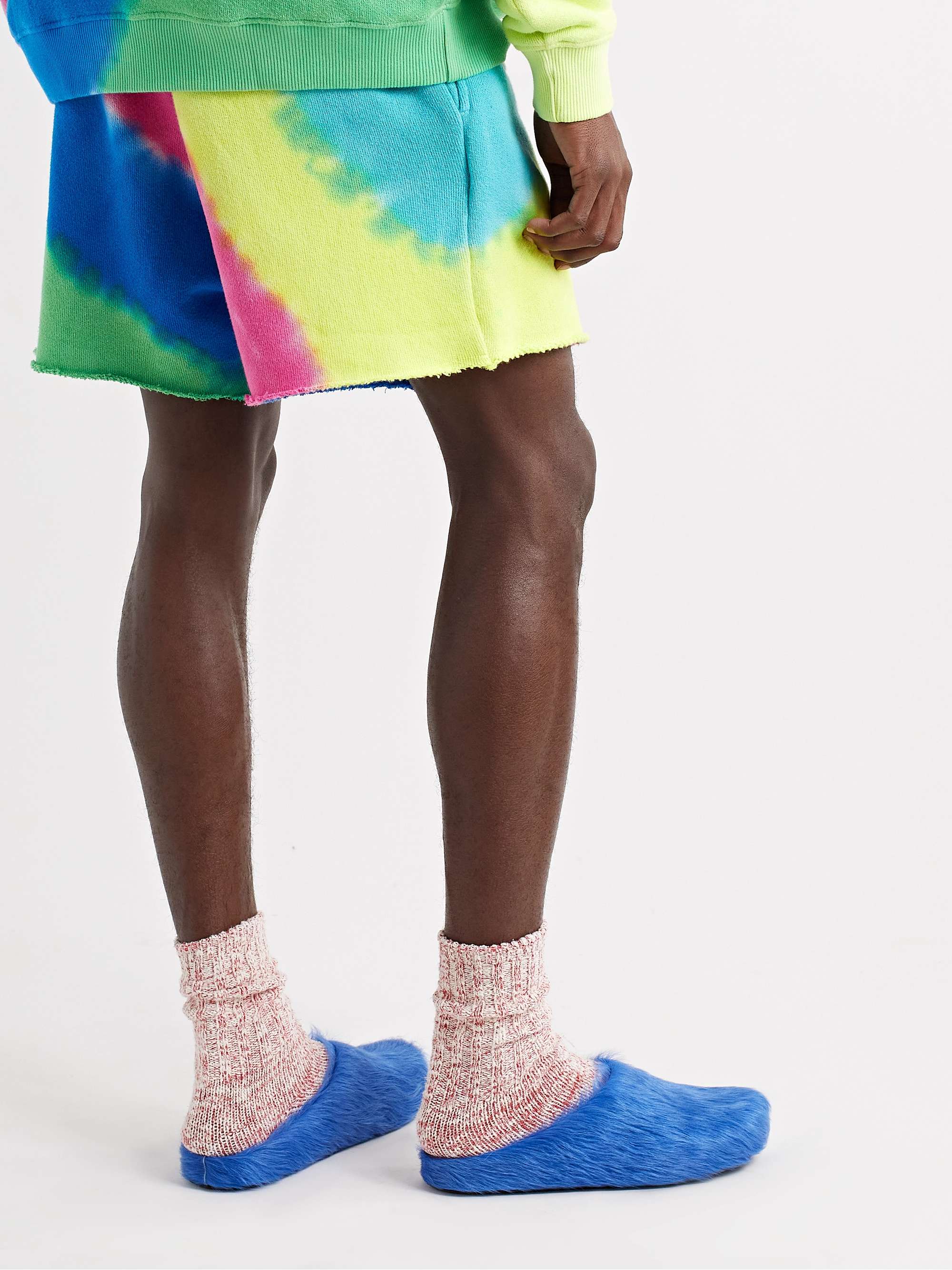 THE ELDER STATESMAN Rainbow Void Tie-Dyed Cotton and Cashmere-Blend Jersey Drawstring Shorts
