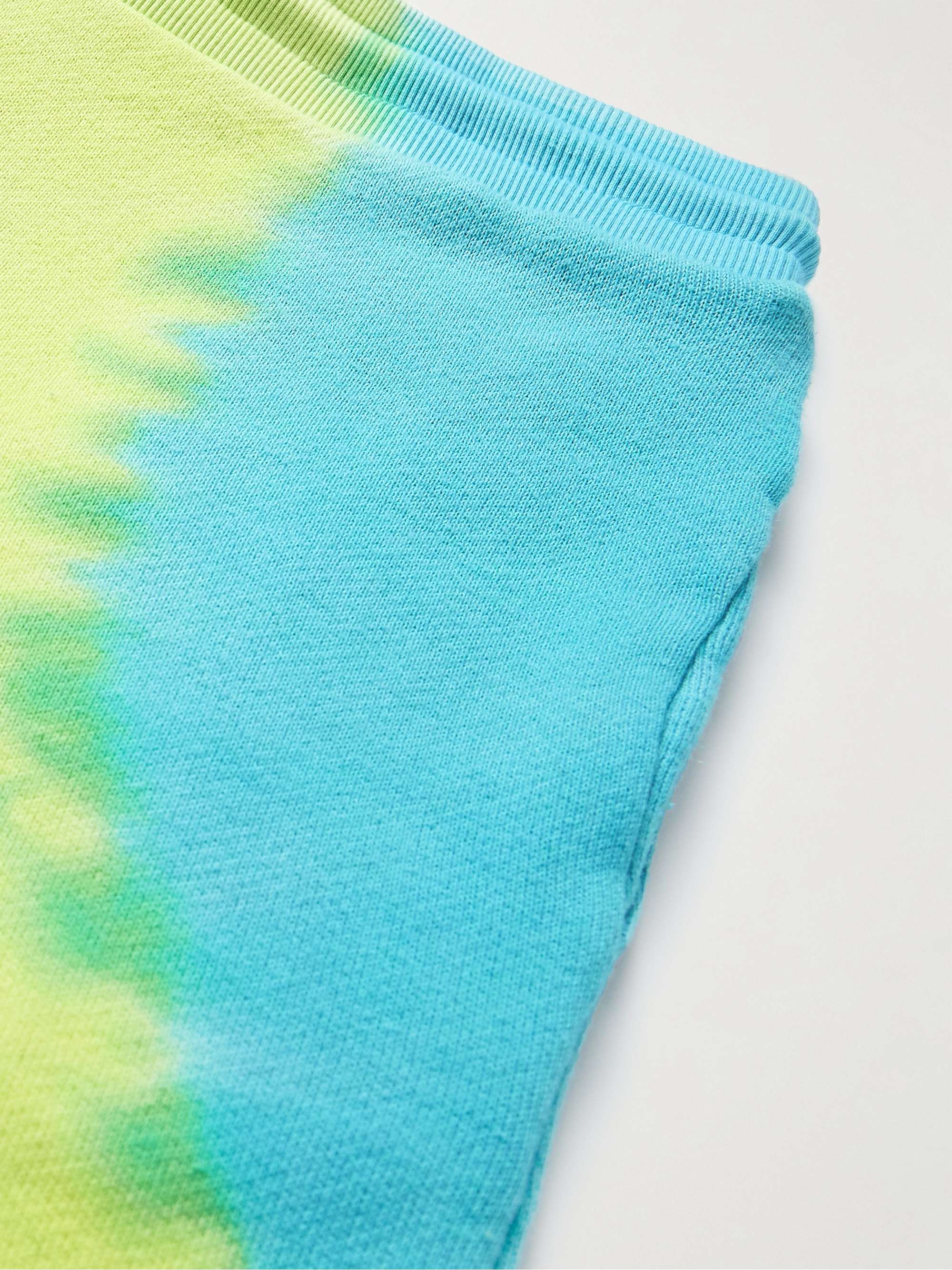 THE ELDER STATESMAN Rainbow Void Tie-Dyed Cotton and Cashmere-Blend Jersey Drawstring Shorts