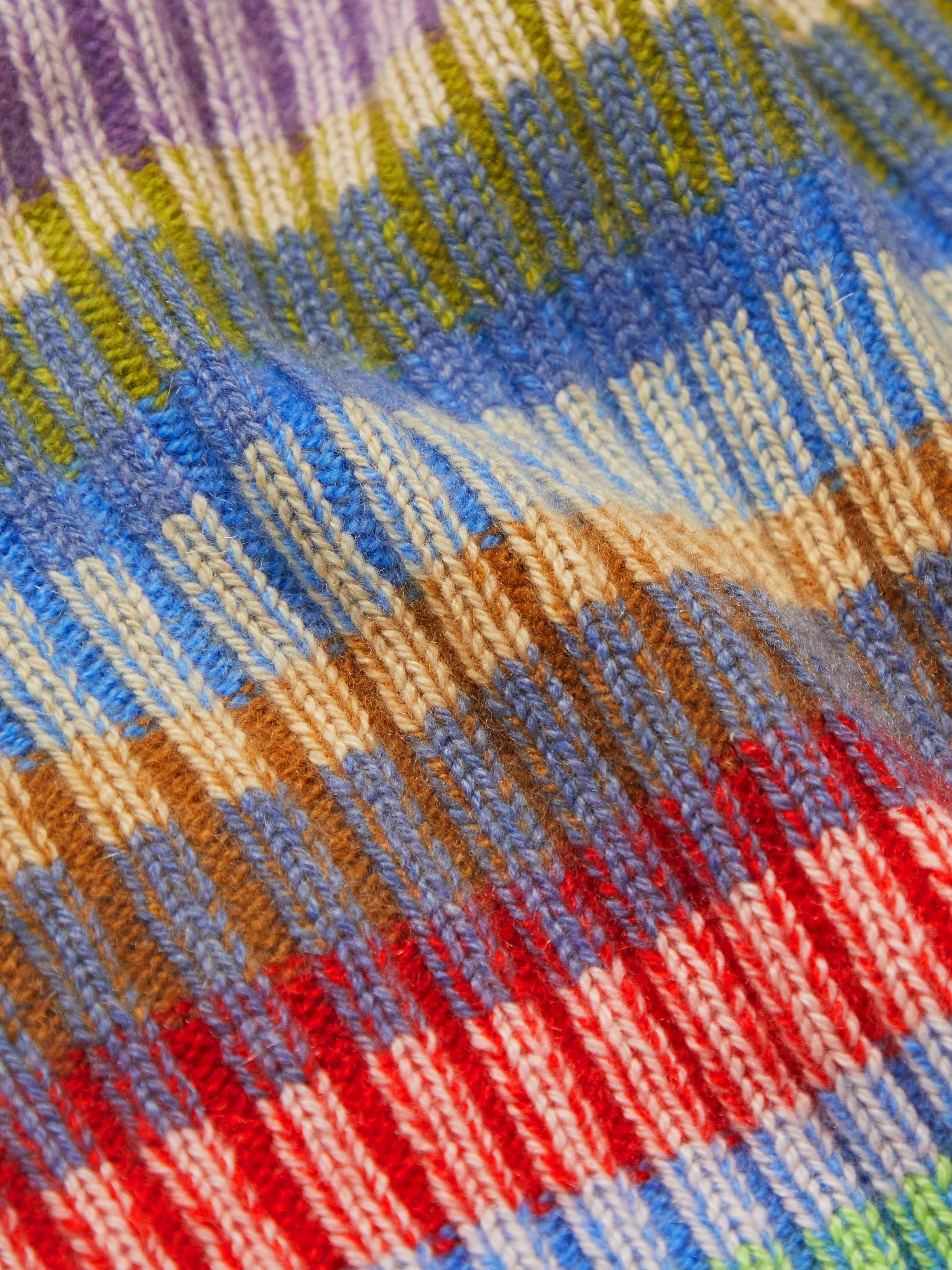 THE ELDER STATESMAN Jolly Ribbed Striped Cashmere Half-Zip Sweater