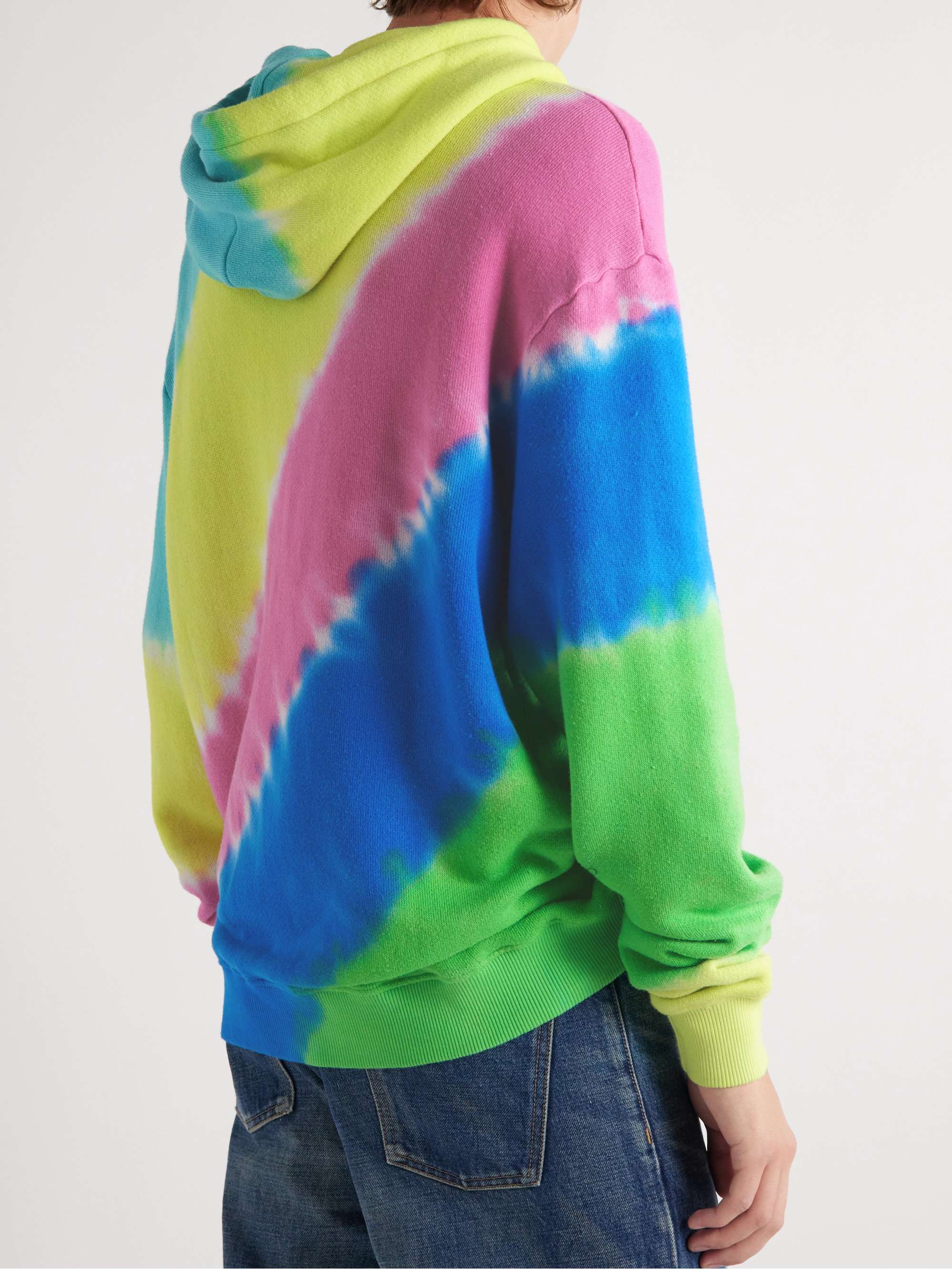 THE ELDER STATESMAN Oversized Tie-Dyed Cotton and Cashmere-Blend Jersey Hoodie