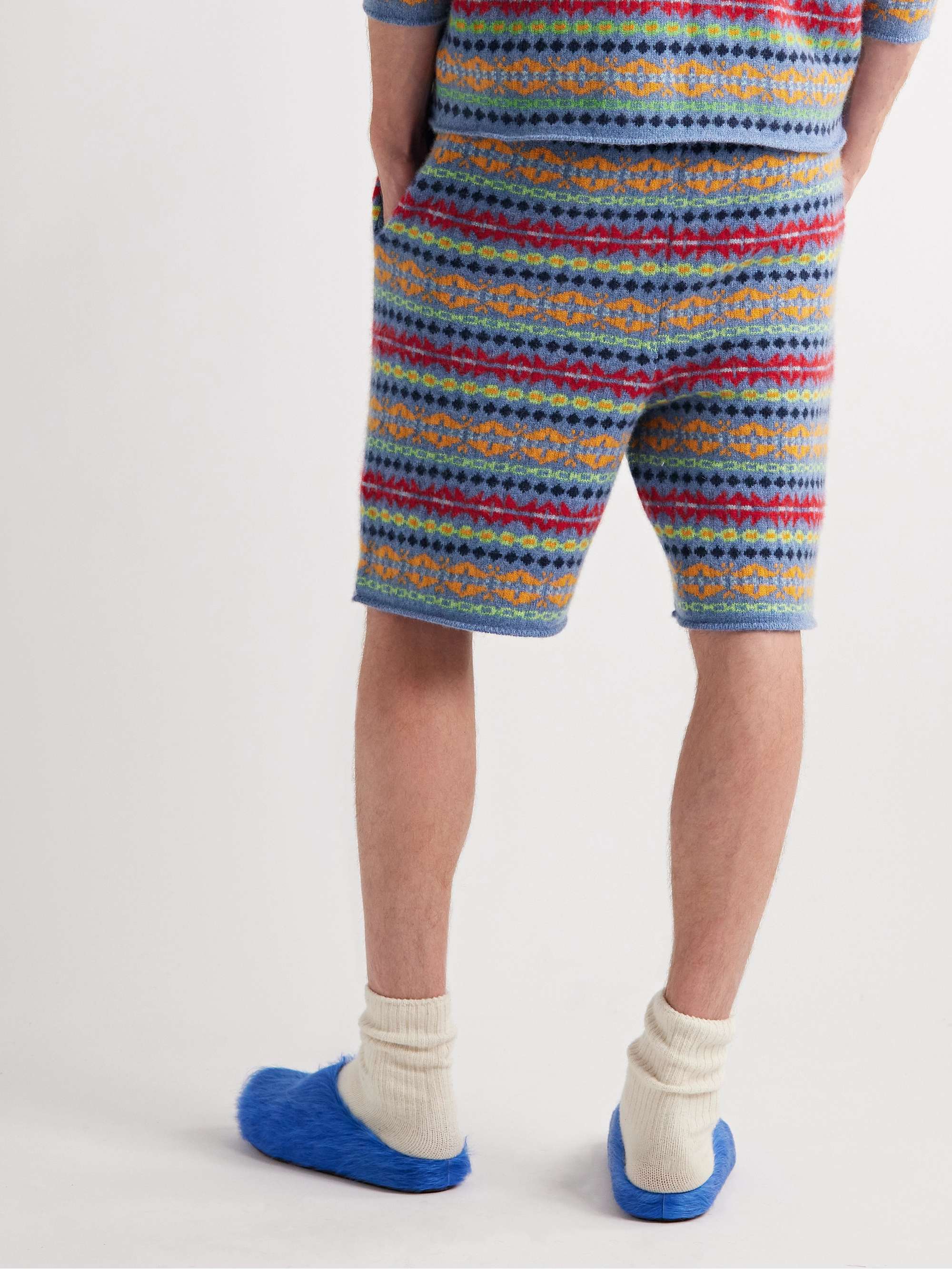 THE ELDER STATESMAN Fair Isle Cashmere Shorts