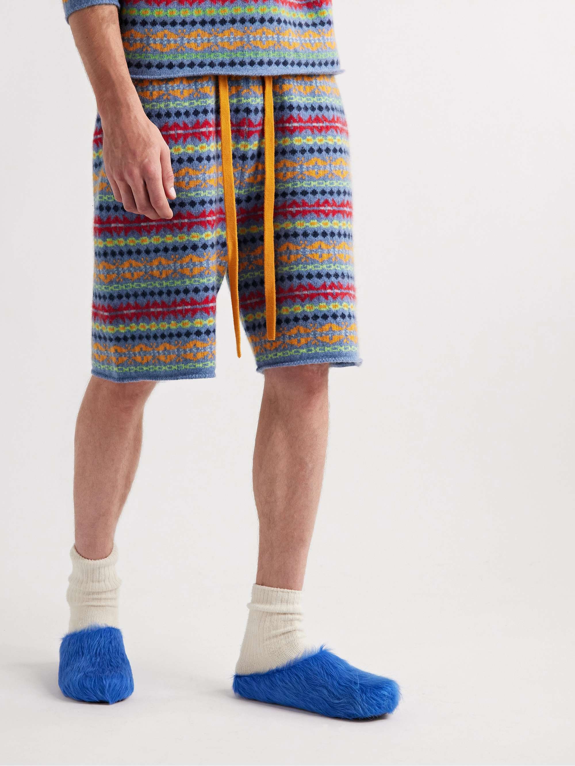 THE ELDER STATESMAN Fair Isle Cashmere Shorts
